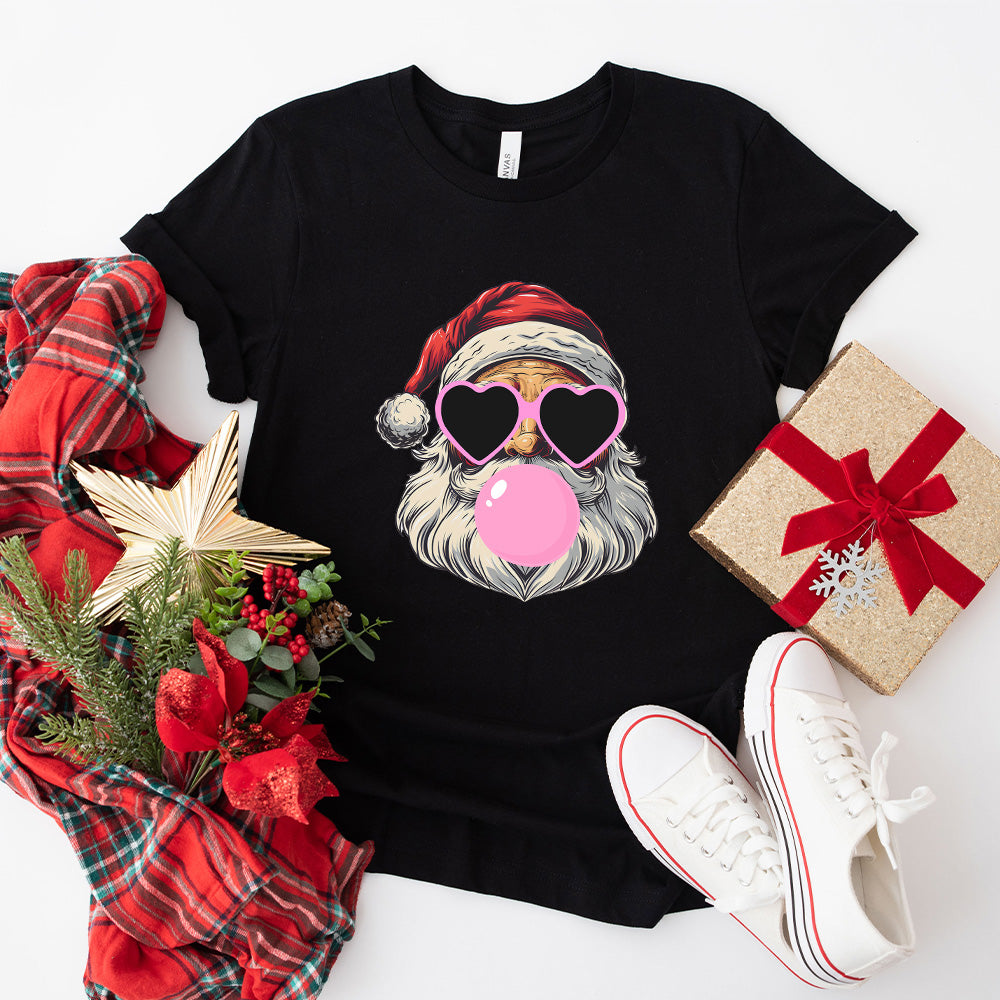 Santa Heart Glasses And Bubble Gum - Christmas Unisex Crewneck T-Shirt Sweatshirt Hoodie
