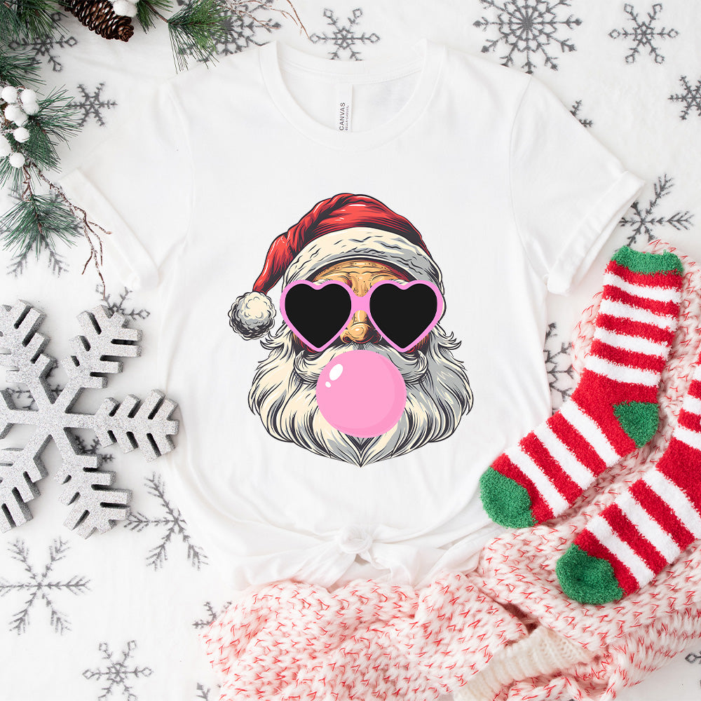 Santa Heart Glasses And Bubble Gum - Christmas Unisex Crewneck T-Shirt Sweatshirt Hoodie