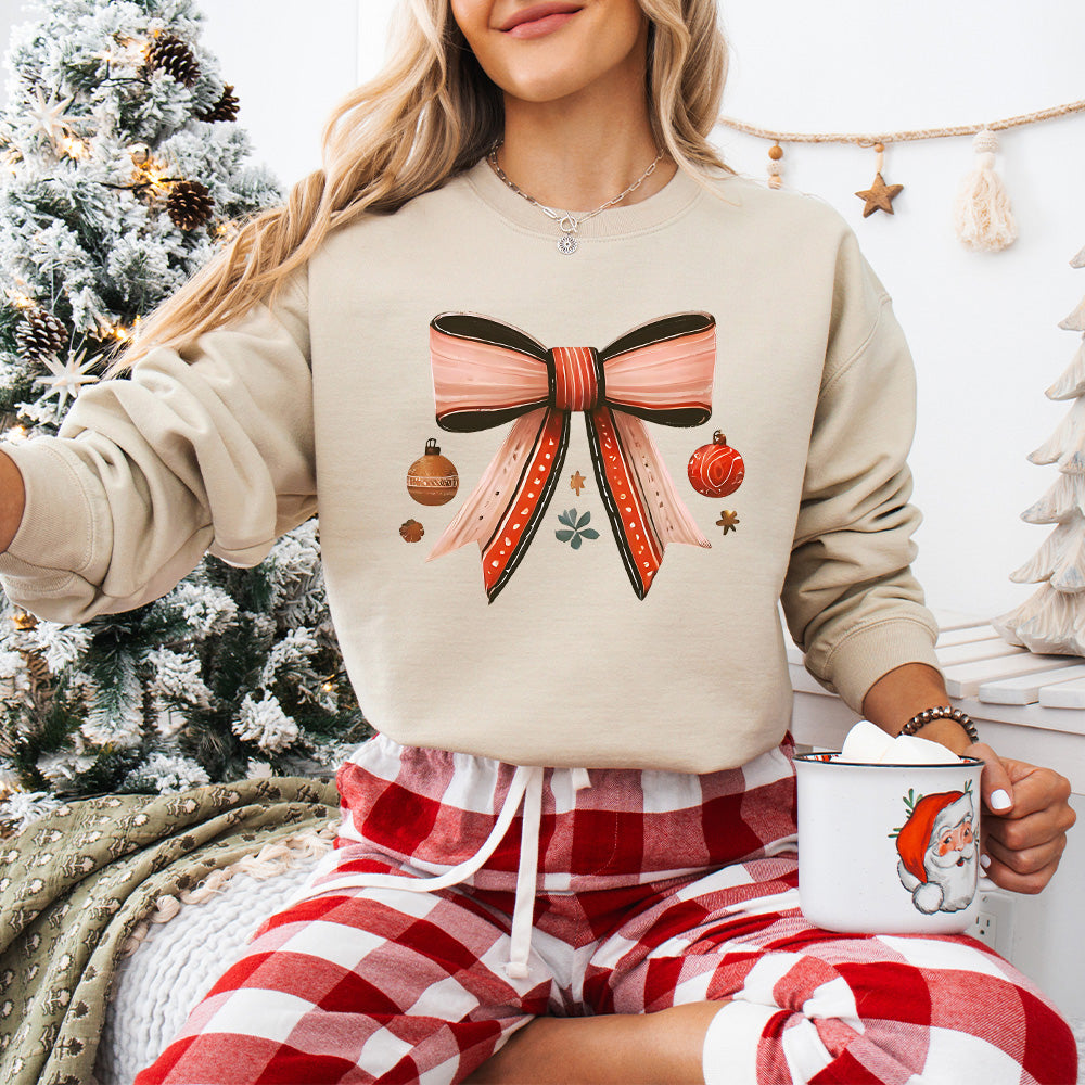 Red Ribbon And Baubles - Christmas Unisex Crewneck T-Shirt Sweatshirt Hoodie