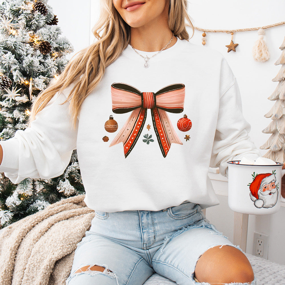 Red Ribbon And Baubles - Christmas Unisex Crewneck T-Shirt Sweatshirt Hoodie