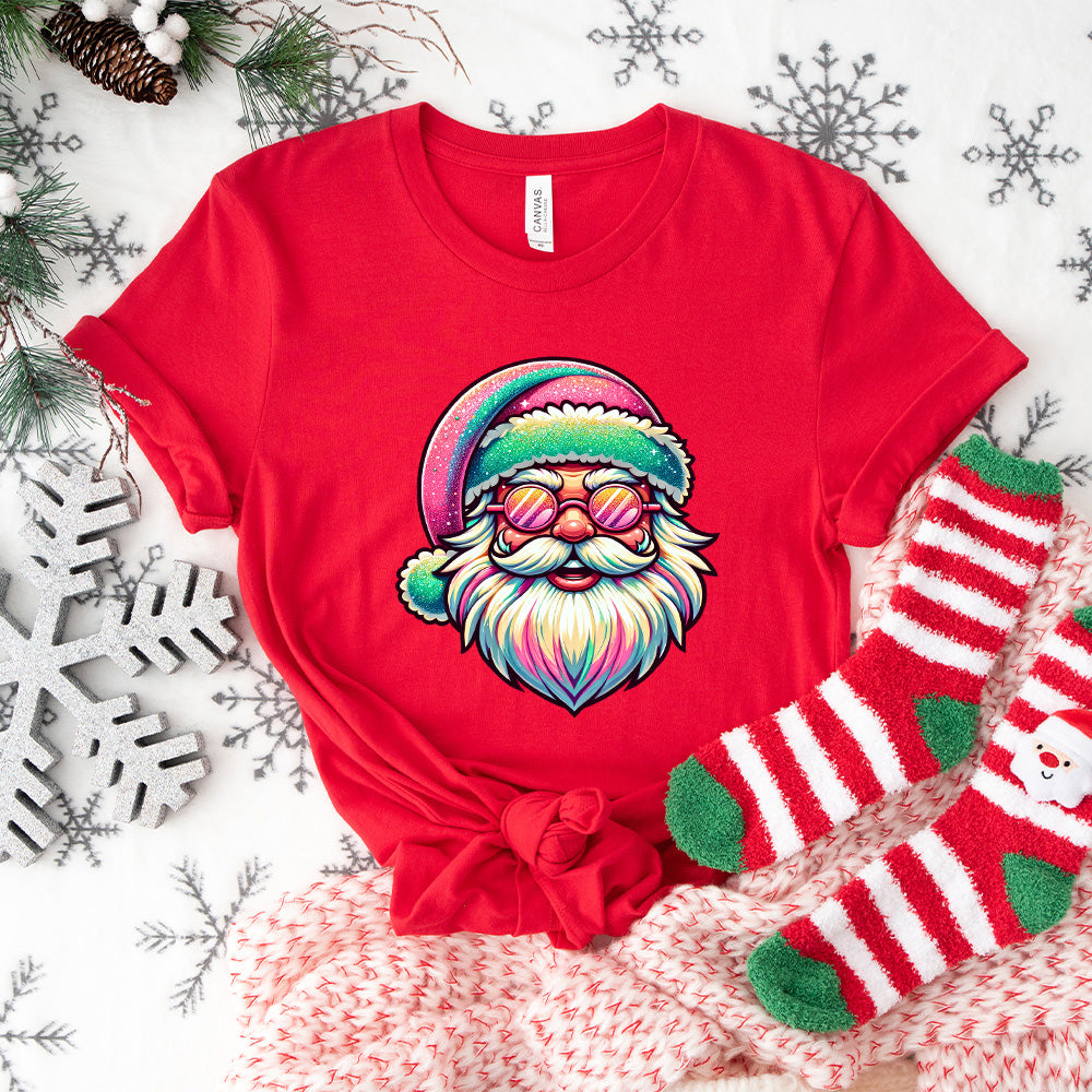 Colorful Santa Glasses Design - Christmas Unisex Crewneck T-Shirt Sweatshirt Hoodie