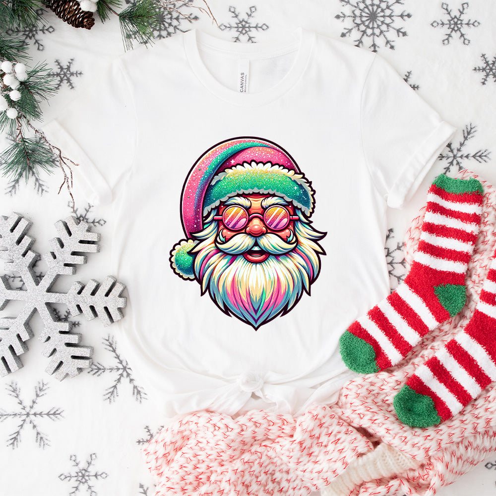 Colorful Santa Glasses Design - Christmas Unisex Crewneck T-Shirt Sweatshirt Hoodie