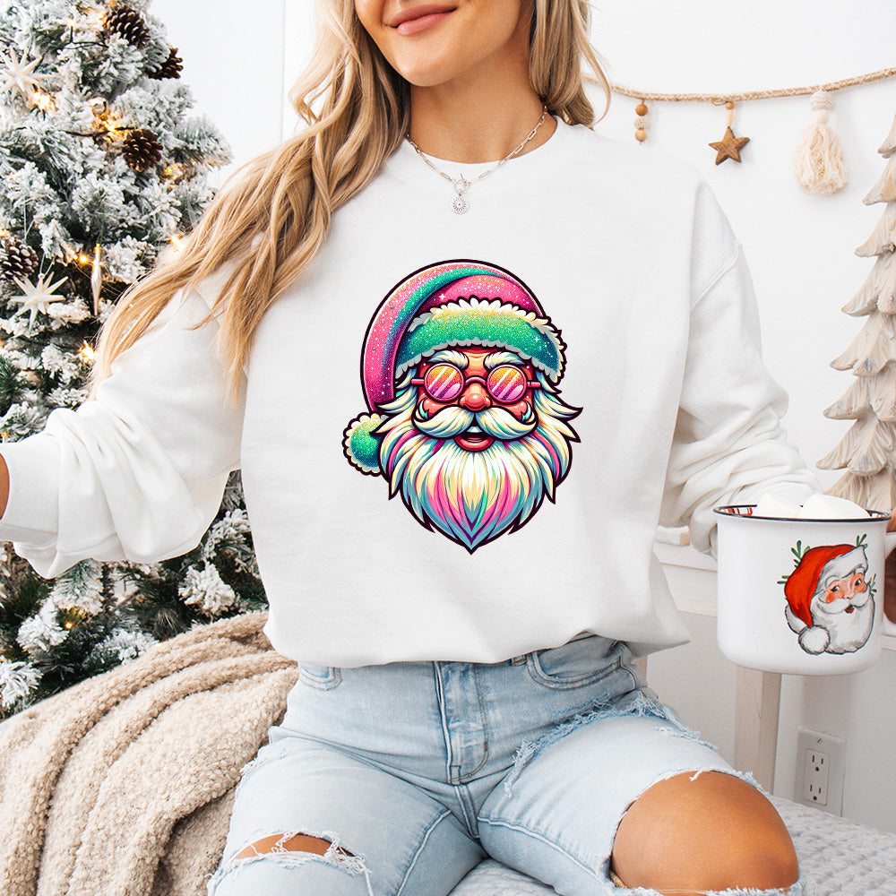 Colorful Santa Glasses Design - Christmas Unisex Crewneck T-Shirt Sweatshirt Hoodie
