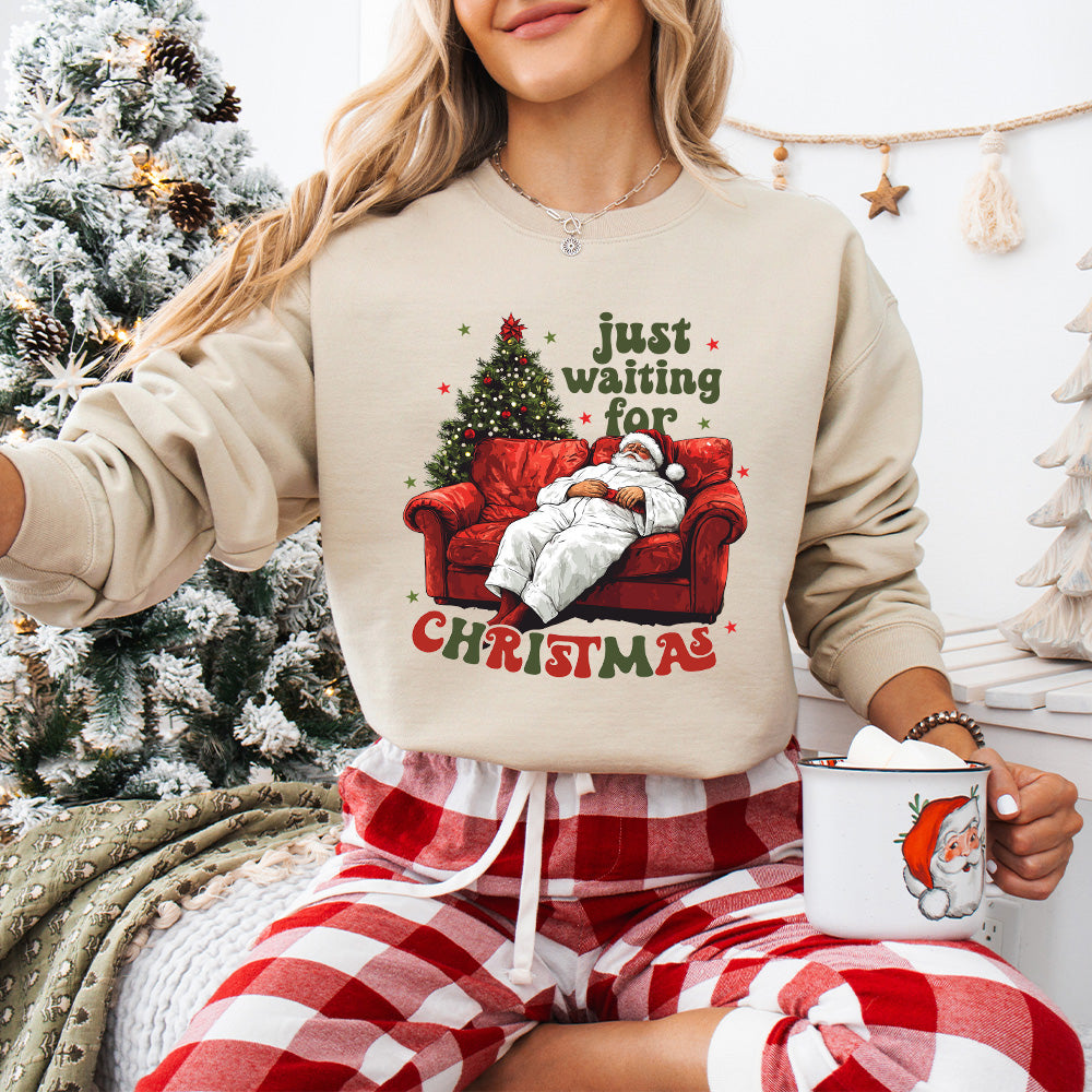 Just Waiting For Christmas Couch - Christmas Unisex Crewneck T-Shirt Sweatshirt Hoodie