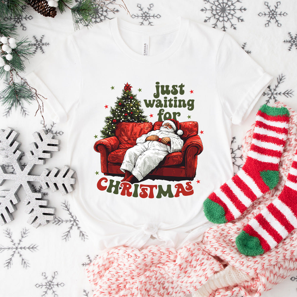 Just Waiting For Christmas Couch - Christmas Unisex Crewneck T-Shirt Sweatshirt Hoodie