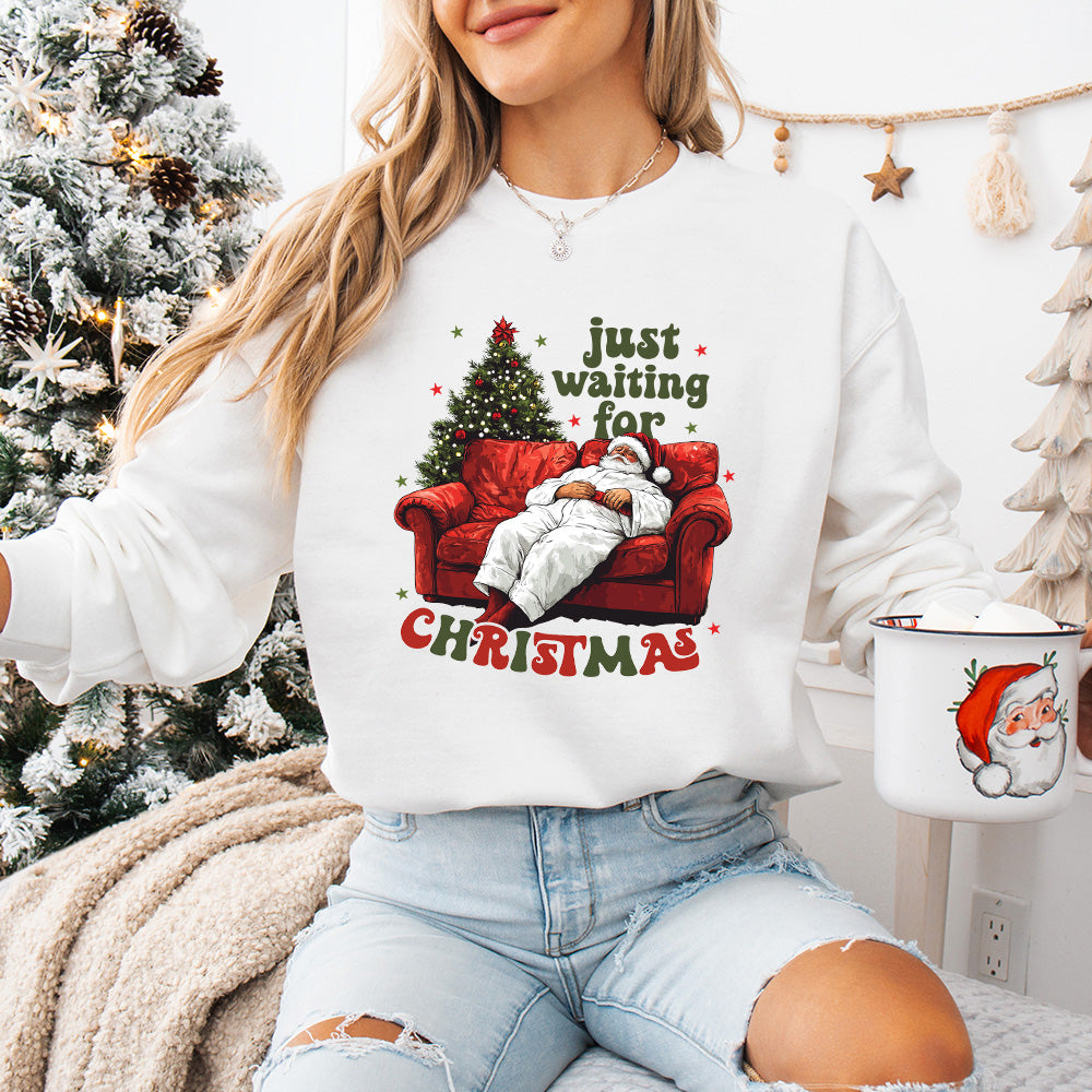 Just Waiting For Christmas Couch - Christmas Unisex Crewneck T-Shirt Sweatshirt Hoodie
