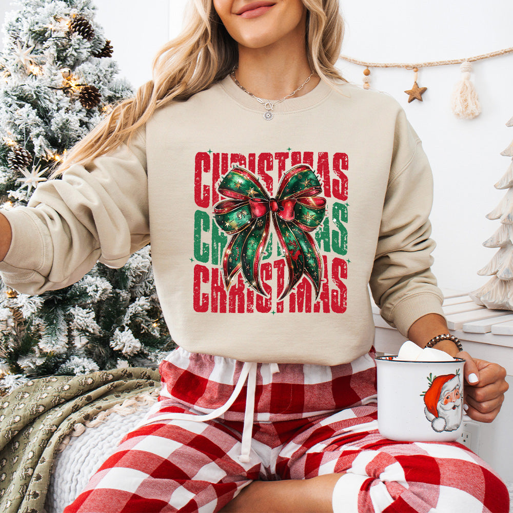 Christmas Red And Green Ribbon - Christmas Unisex Crewneck T-Shirt Sweatshirt Hoodie