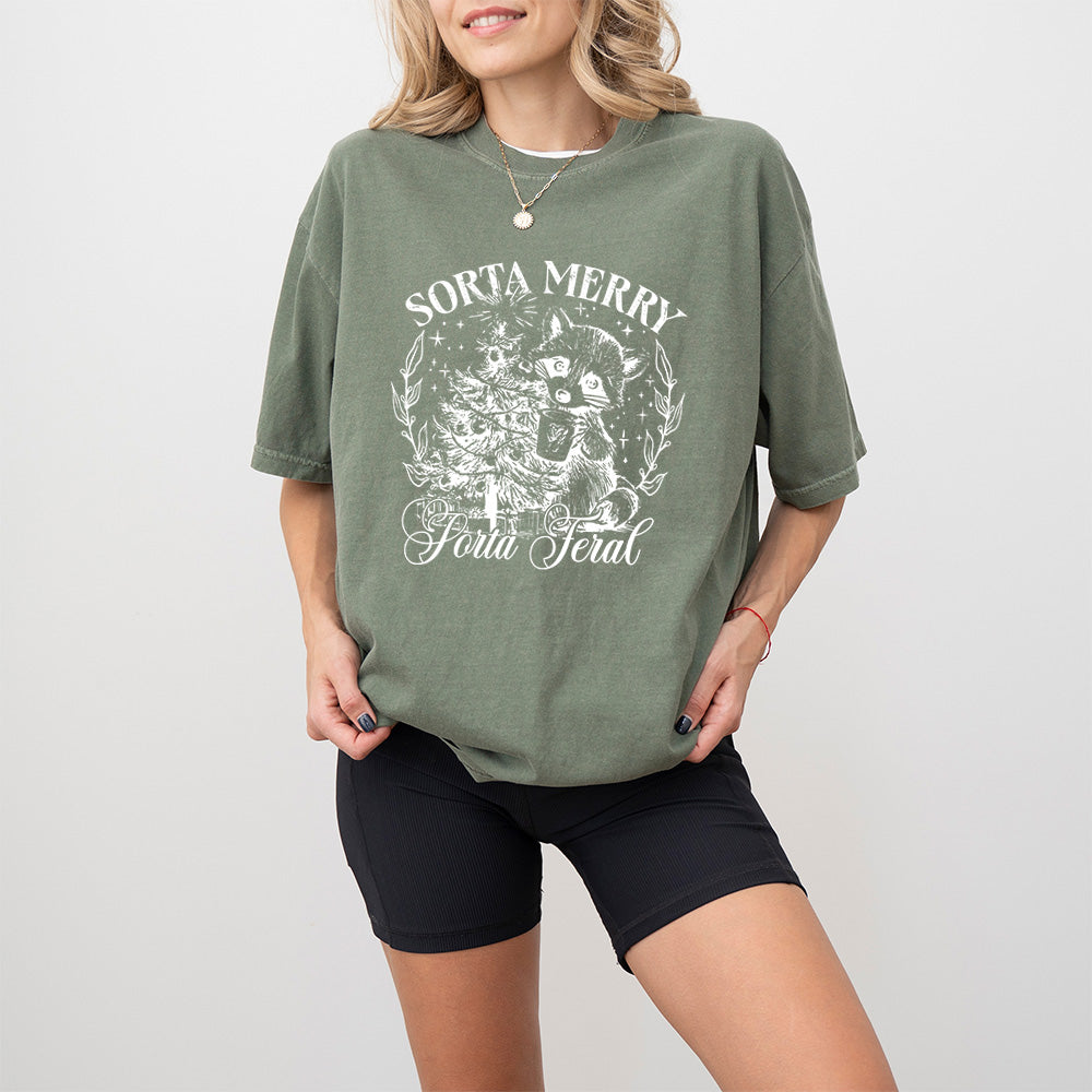 Sorta Merry Sorta Feral - Christmas Unisex Crewneck T-Shirt Sweatshirt Hoodie