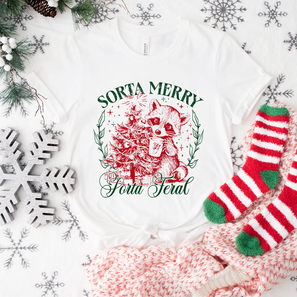 Sorta Merry Sorta Feral - Christmas Unisex Crewneck T-Shirt Sweatshirt Hoodie