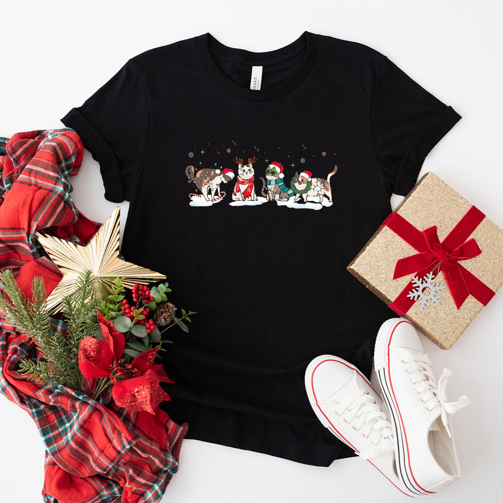Christmas Cats In Snow - Christmas Unisex Crewneck T-Shirt Sweatshirt Hoodie