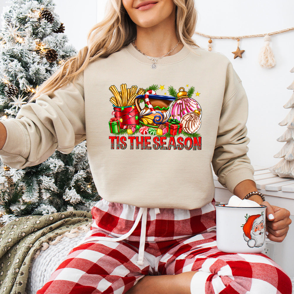 Tis The Season Churros - Christmas Unisex Crewneck T-Shirt Sweatshirt Hoodie