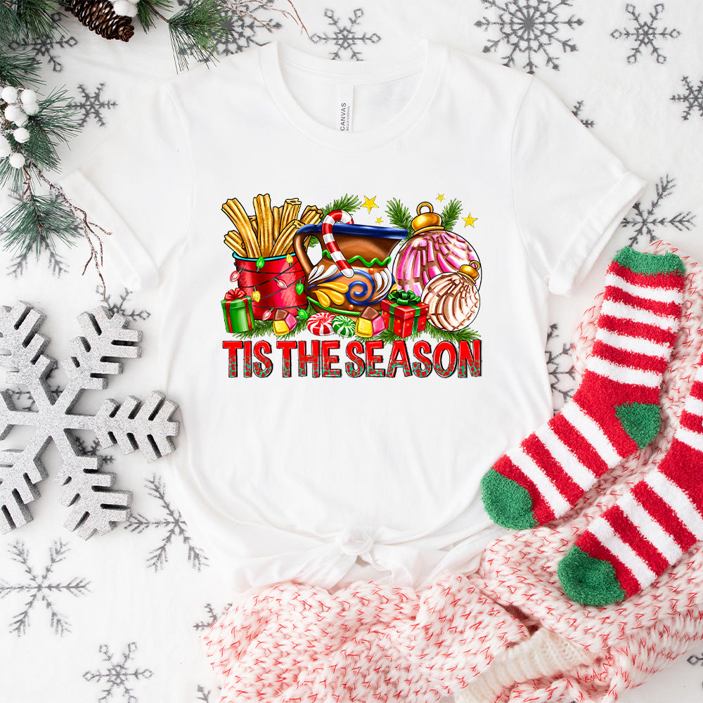 Tis The Season Churros - Christmas Unisex Crewneck T-Shirt Sweatshirt Hoodie