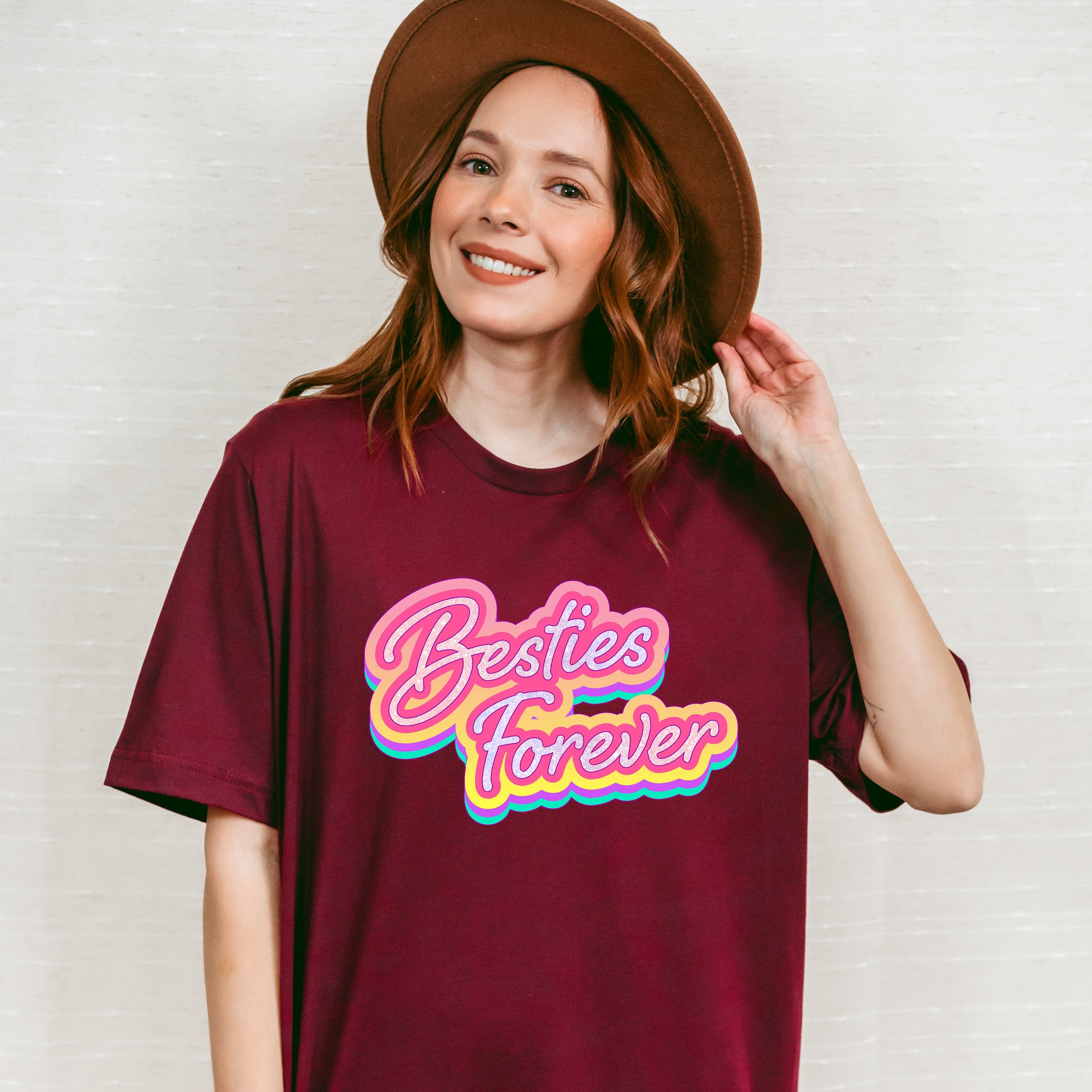 Besties Forever Neon Sign - Best Friends Unisex Crewneck T-Shirt Sweatshirt Hoodie