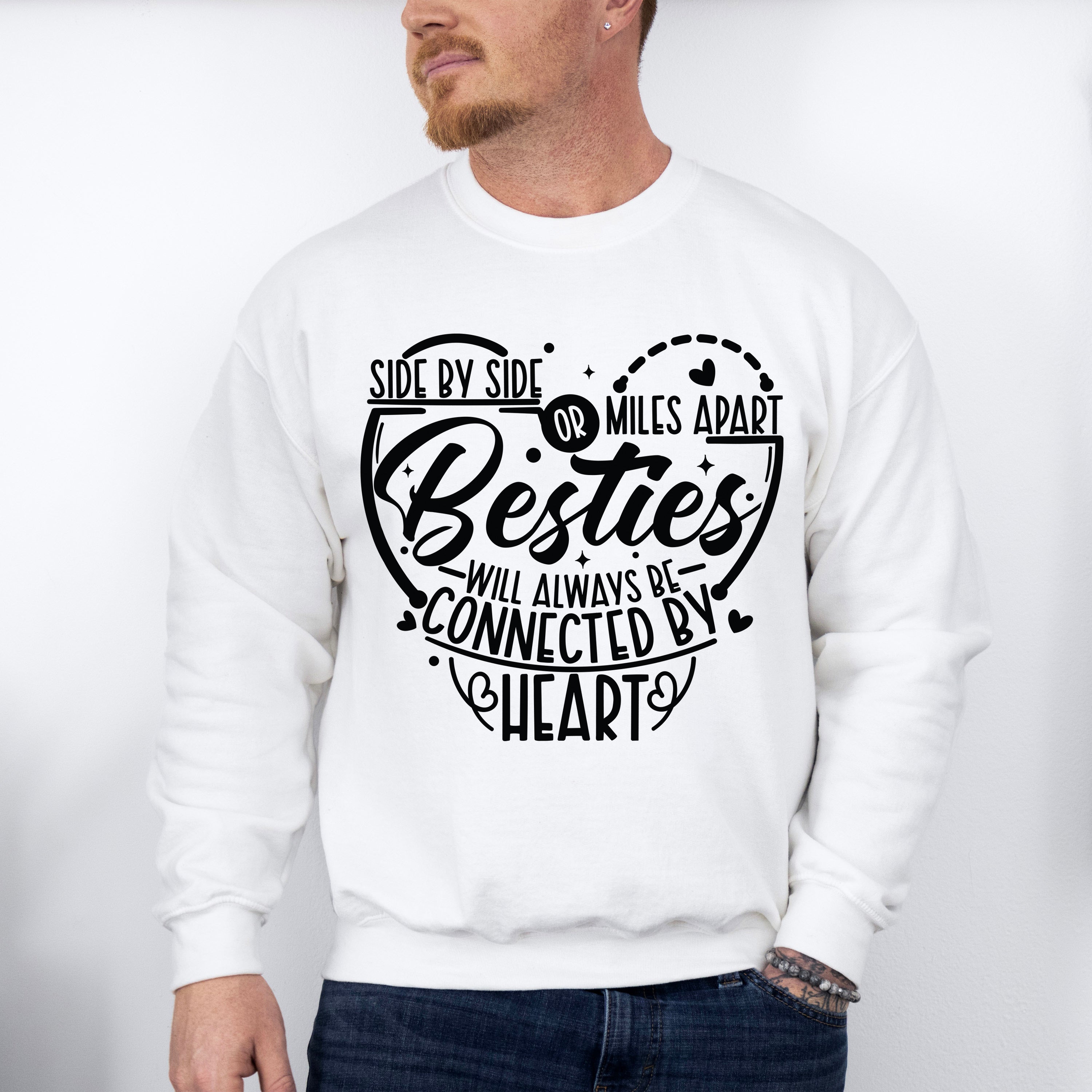 Side By Side Or Miles Apart - Best Friends Unisex Crewneck T-Shirt Sweatshirt Hoodie