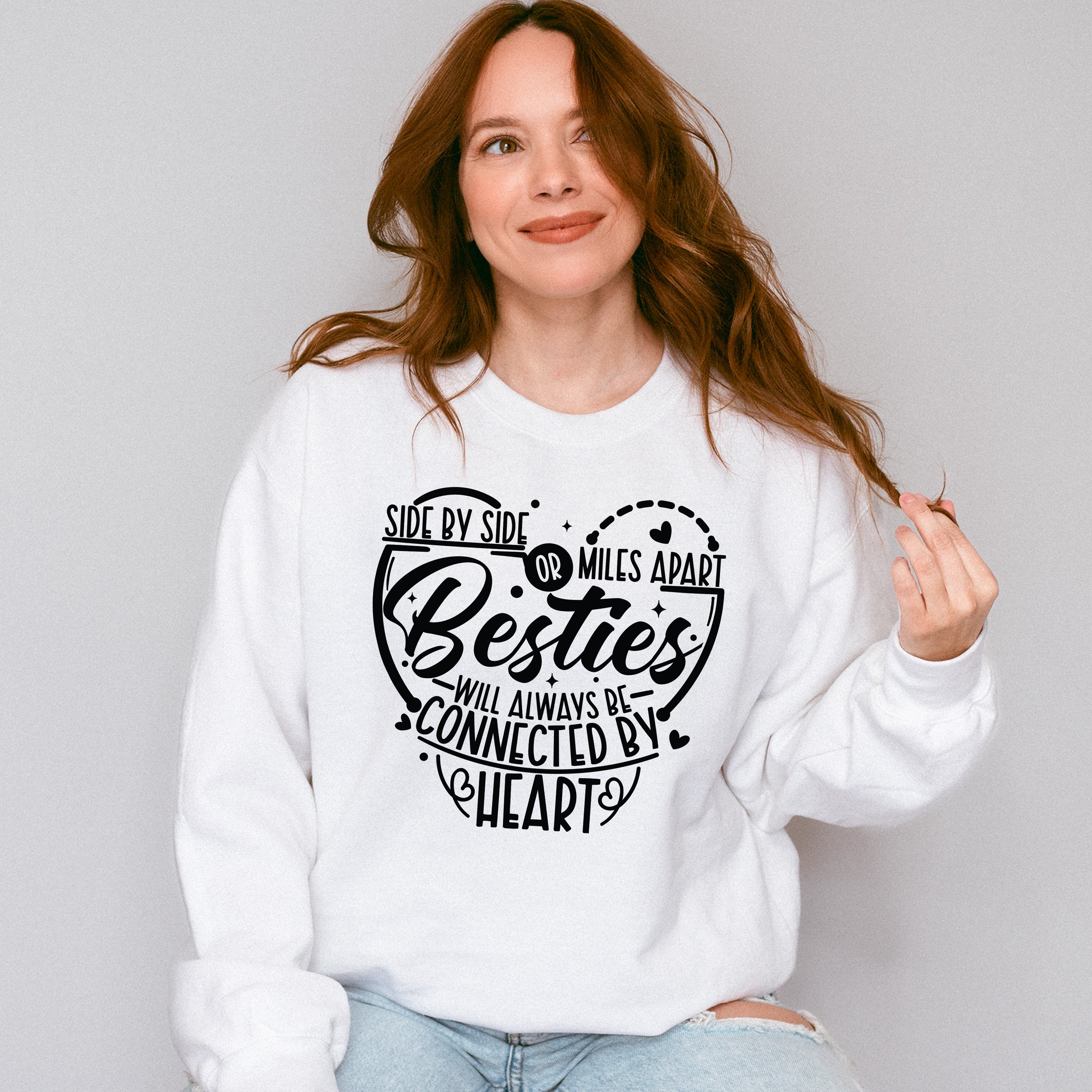 Side By Side Or Miles Apart - Best Friends Unisex Crewneck T-Shirt Sweatshirt Hoodie