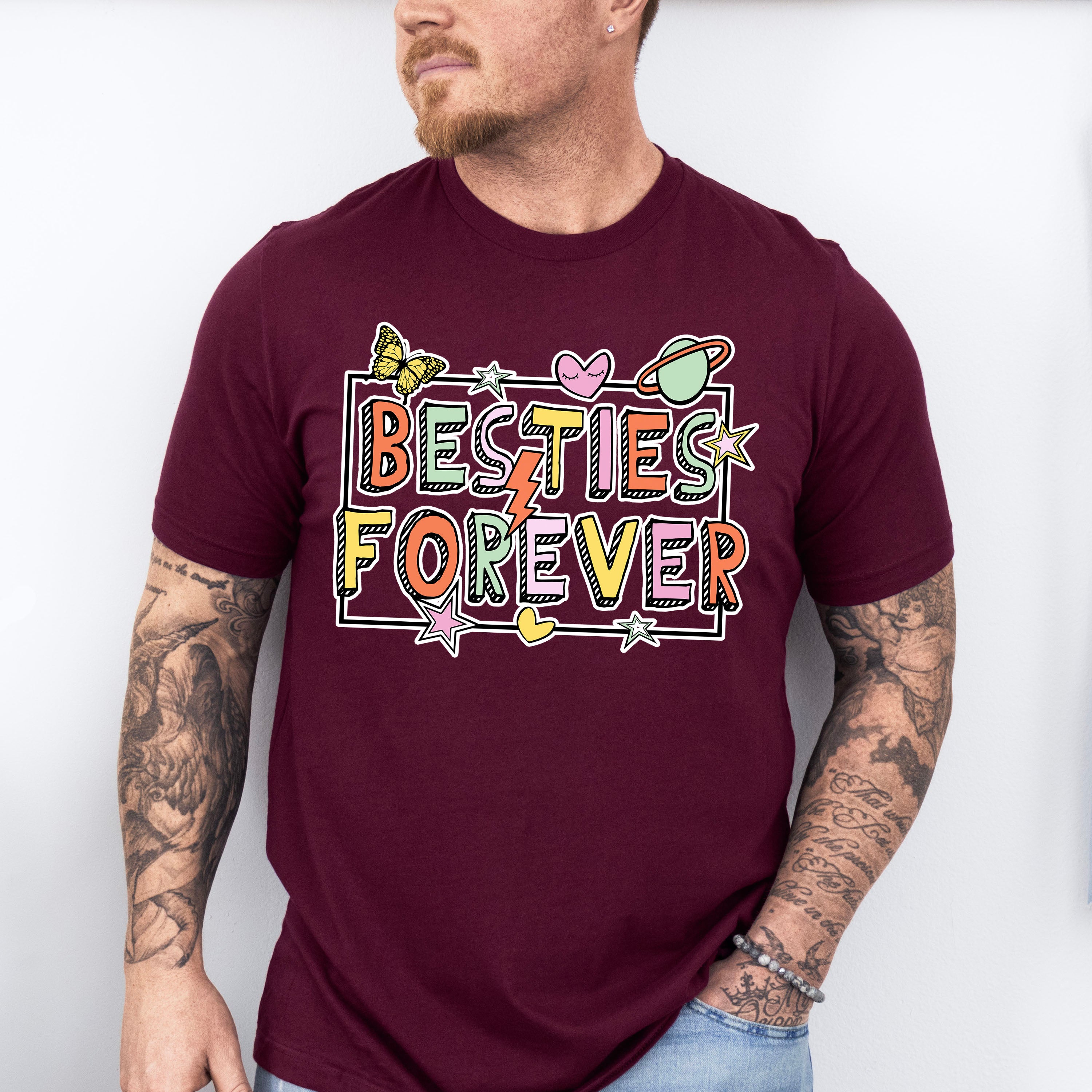 Besties Forever Cardboard Design - Best Friends Unisex Crewneck T-Shirt Sweatshirt Hoodie