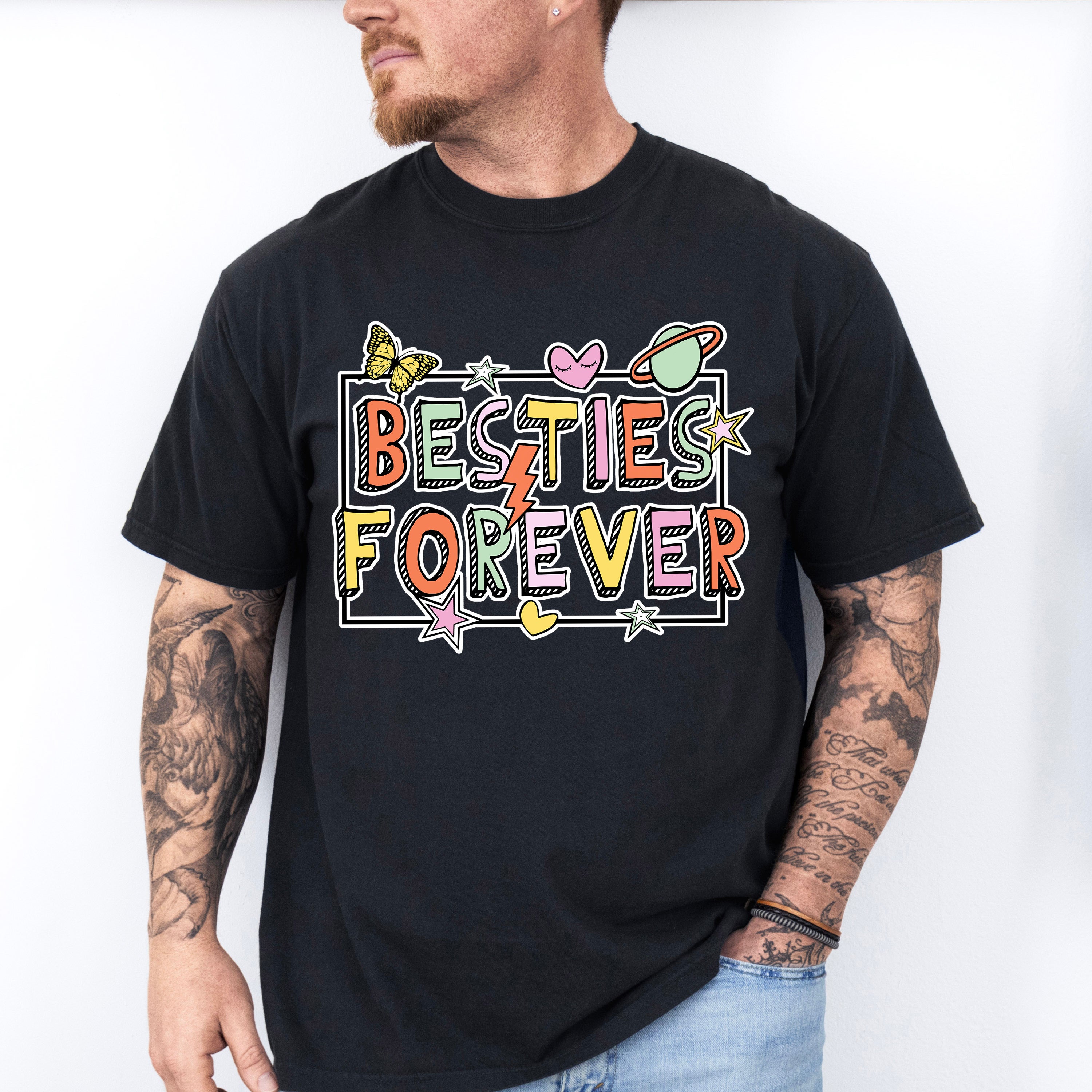 Besties Forever Cardboard Design - Best Friends Unisex Crewneck T-Shirt Sweatshirt Hoodie