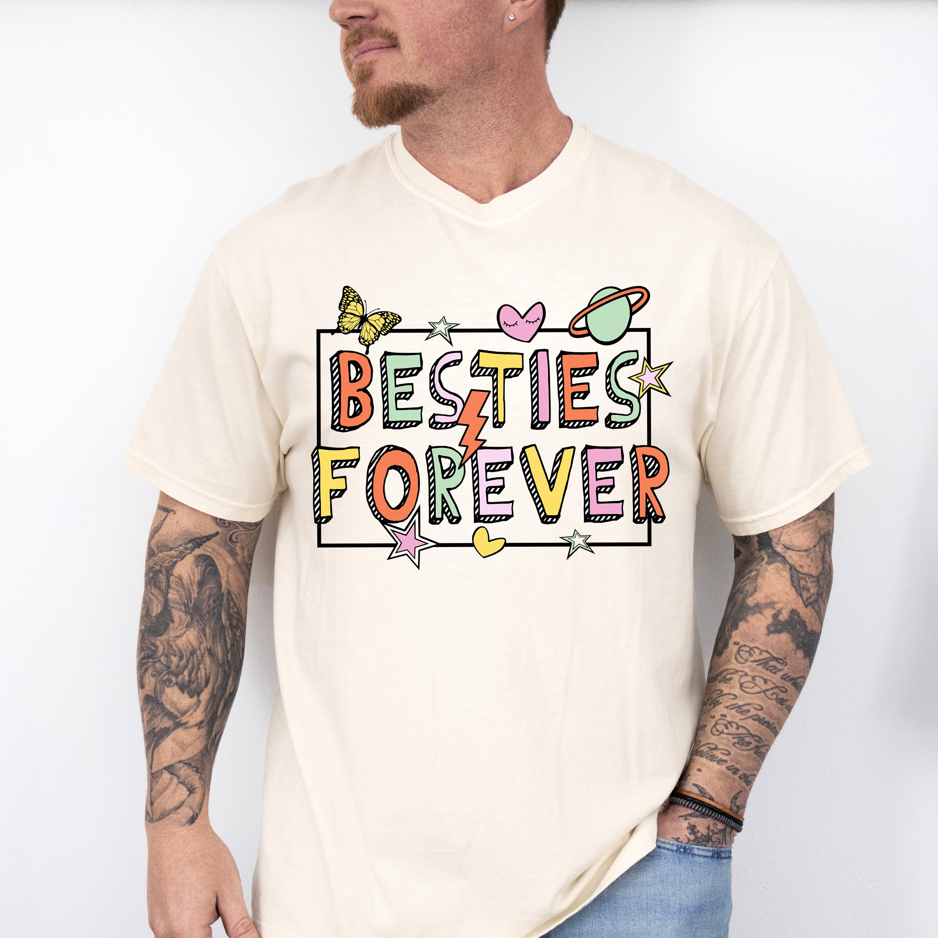 Besties Forever Cardboard Design - Best Friends Unisex Crewneck T-Shirt Sweatshirt Hoodie