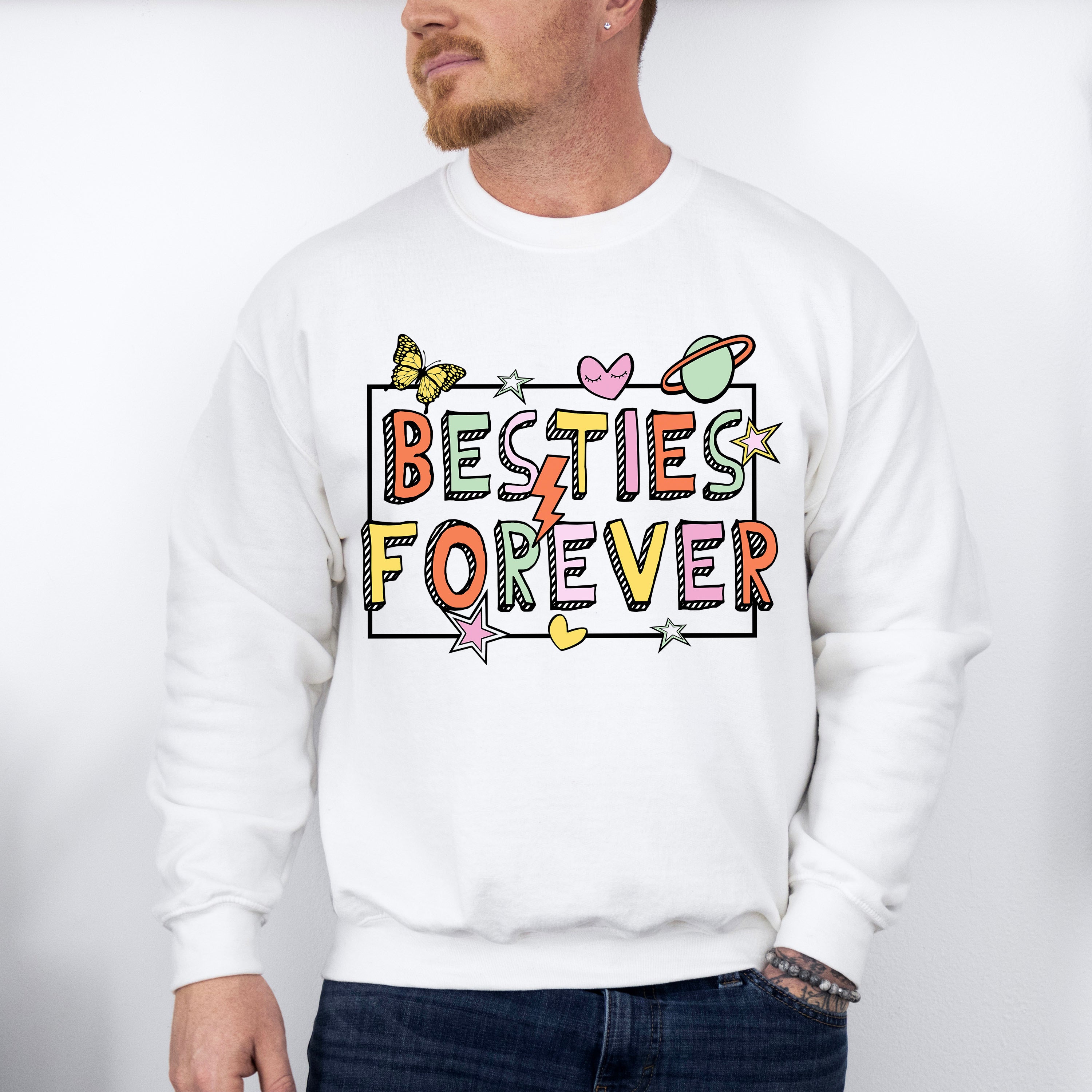 Besties Forever Cardboard Design - Best Friends Unisex Crewneck T-Shirt Sweatshirt Hoodie