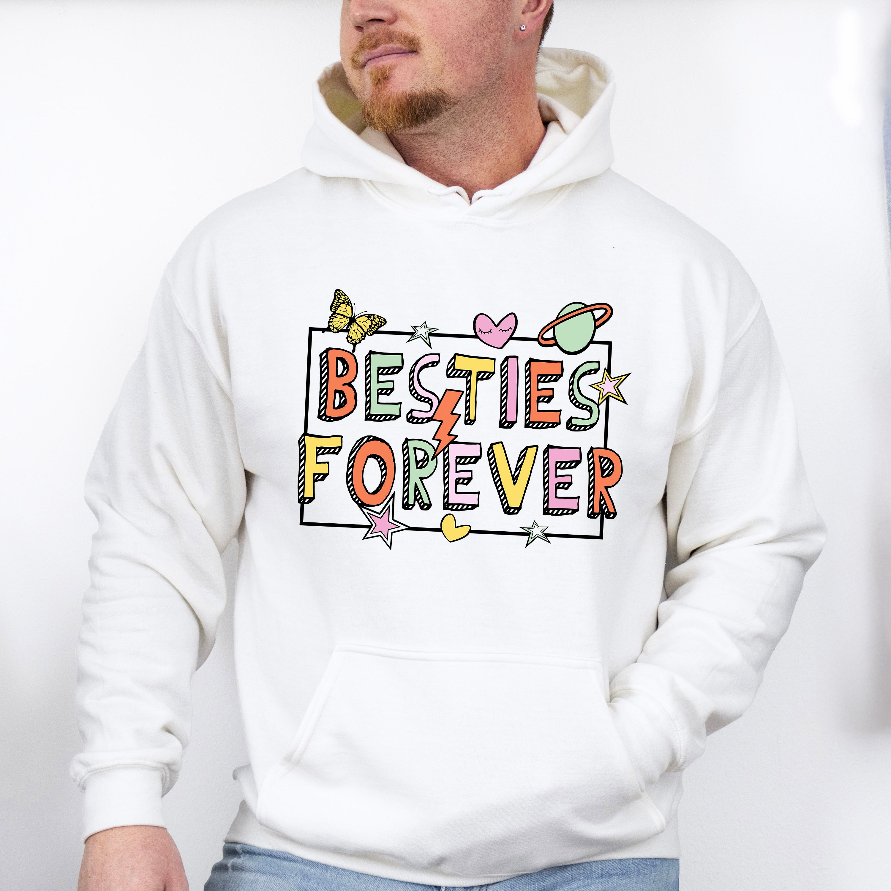 Besties Forever Cardboard Design - Best Friends Unisex Crewneck T-Shirt Sweatshirt Hoodie