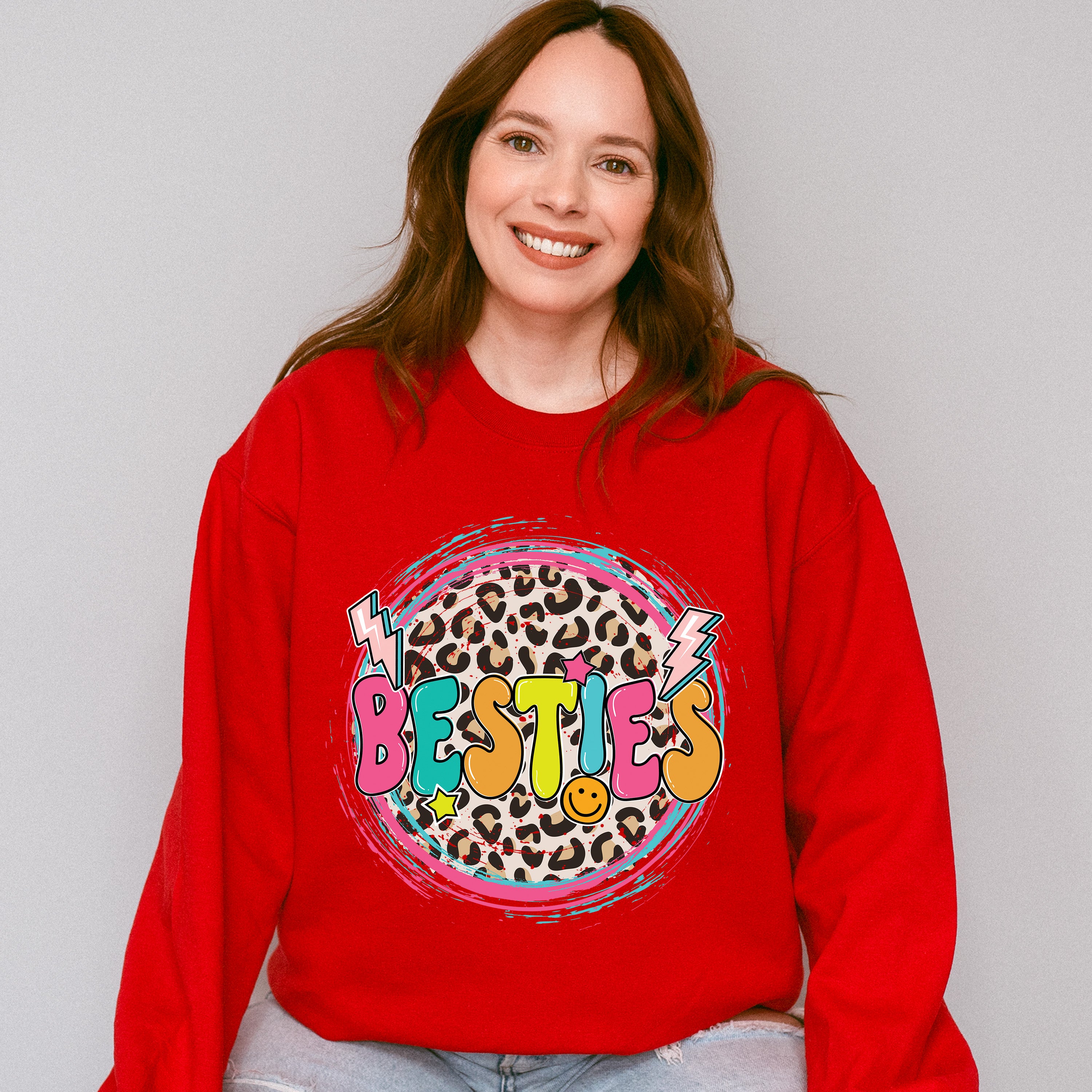 Besties Leopard Print - Best Friends Unisex Crewneck T-Shirt Sweatshirt Hoodie