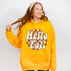 Hello Fall Circular Checkered Design - Fall Unisex Crewneck T-Shirt Sweatshirt Hoodie