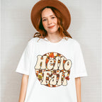 Hello Fall Circular Checkered Design - Fall Unisex Crewneck T-Shirt Sweatshirt Hoodie