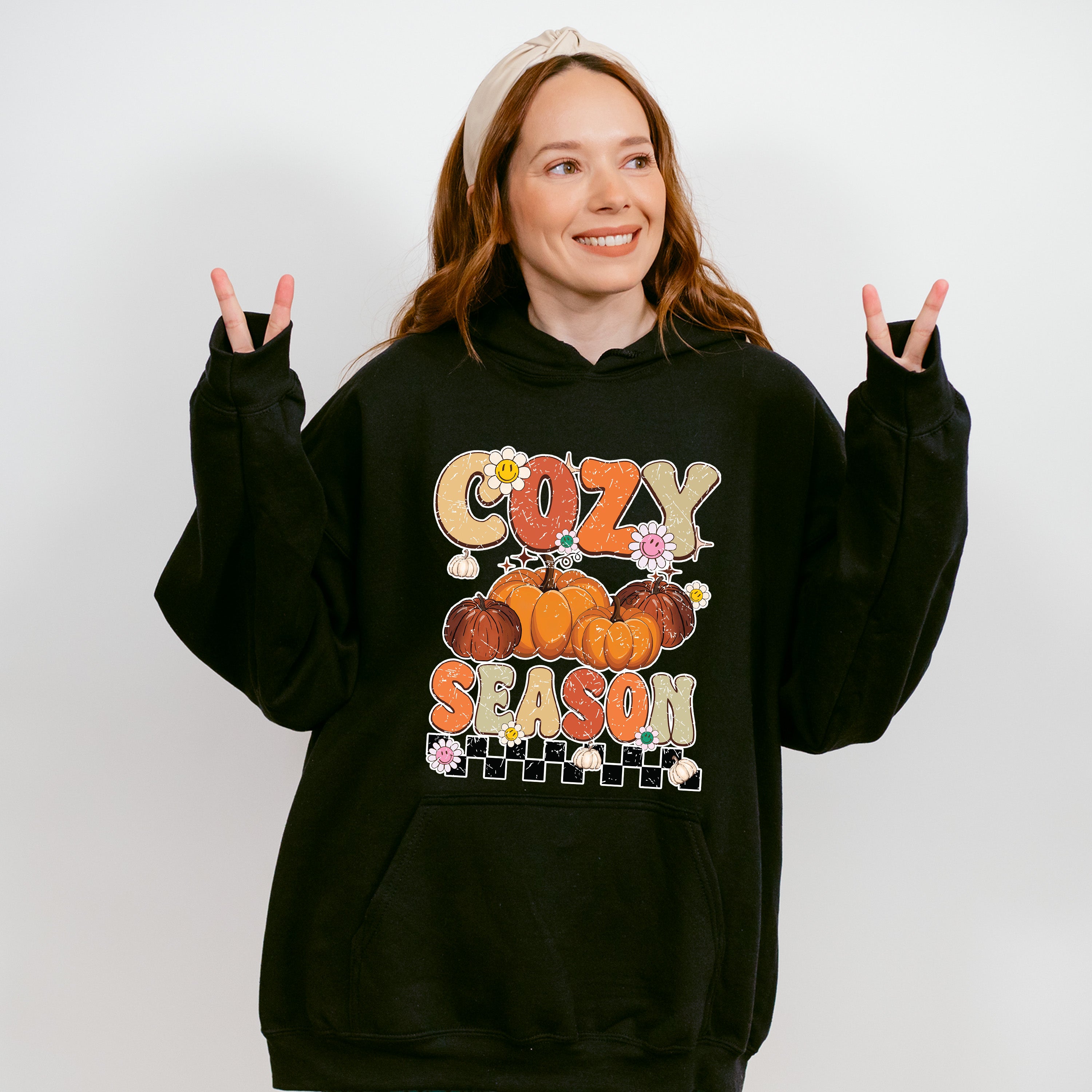Cozy Season Pumpkin And Flowers - Fall Unisex Crewneck T-Shirt Sweatshirt Hoodie
