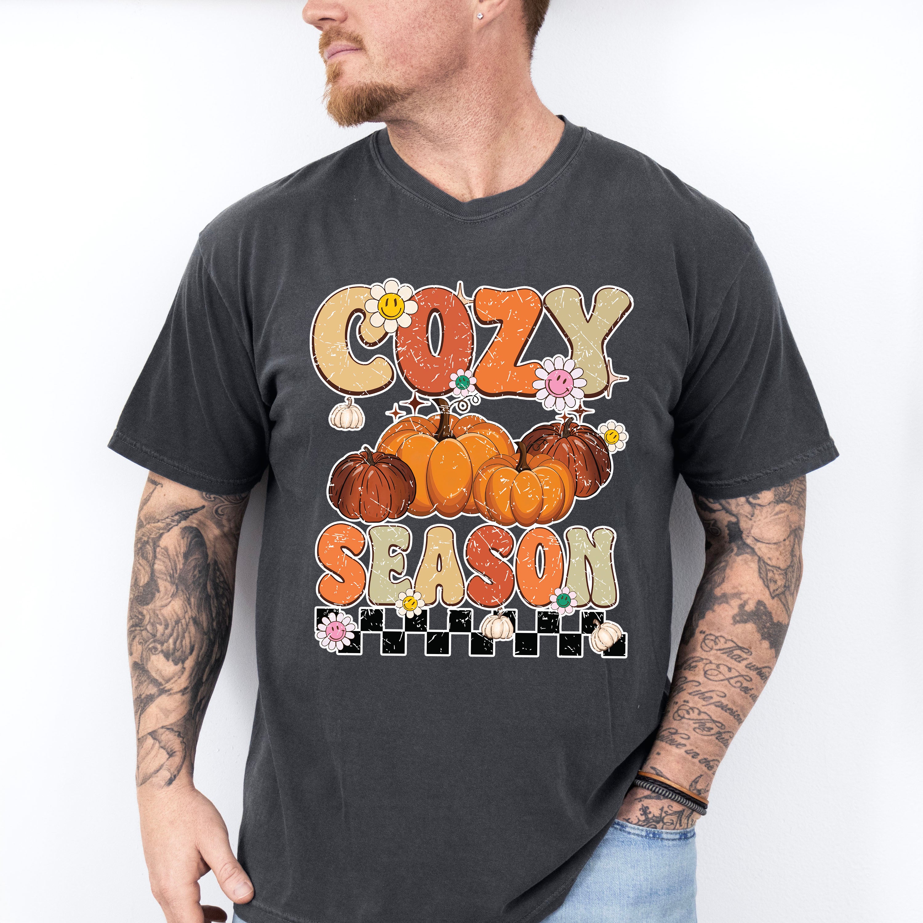 Cozy Season Pumpkin And Flowers - Fall Unisex Crewneck T-Shirt Sweatshirt Hoodie