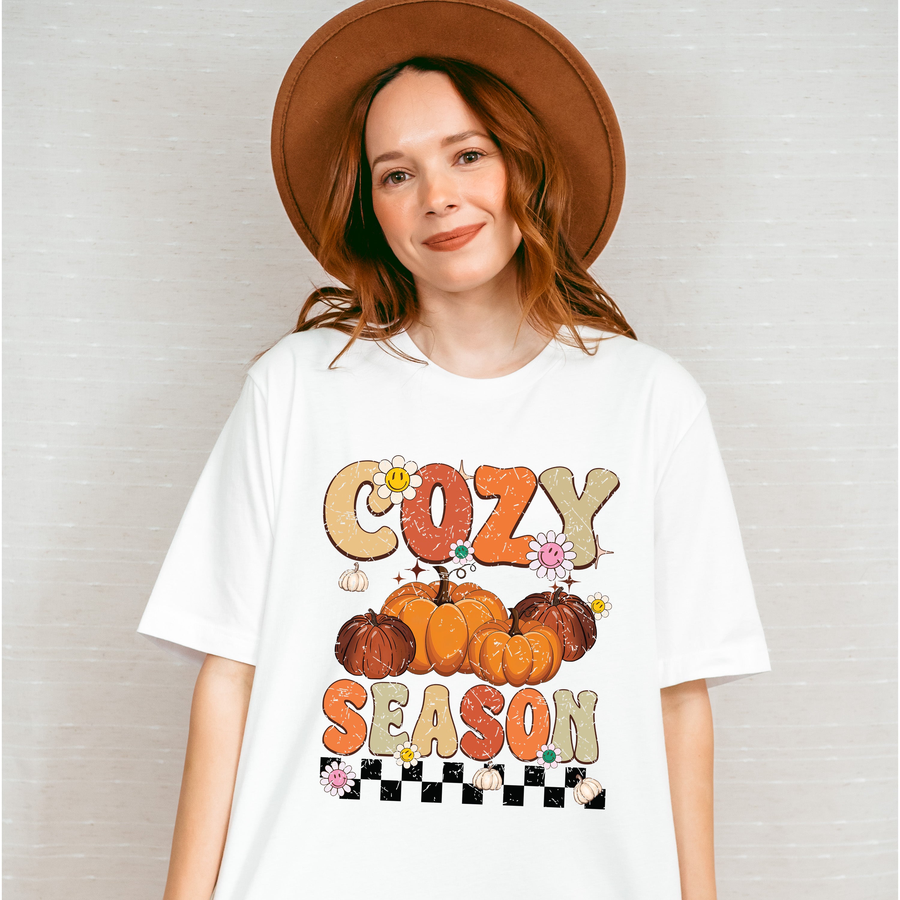 Cozy Season Pumpkin And Flowers - Fall Unisex Crewneck T-Shirt Sweatshirt Hoodie