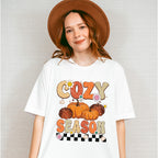 Cozy Season Pumpkin And Flowers - Fall Unisex Crewneck T-Shirt Sweatshirt Hoodie