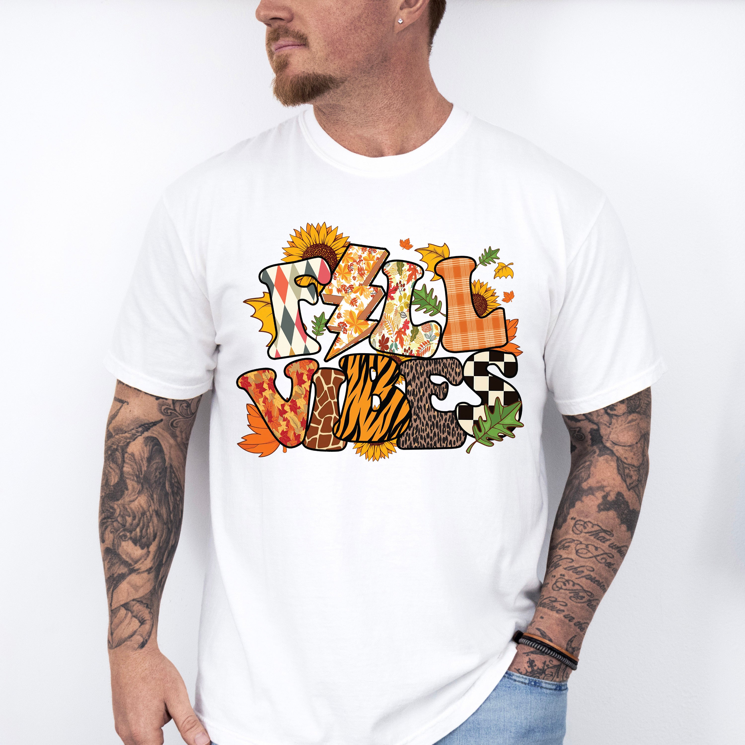 Fall Vibes Sunflower Design - Fall Unisex Crewneck T-Shirt Sweatshirt Hoodie