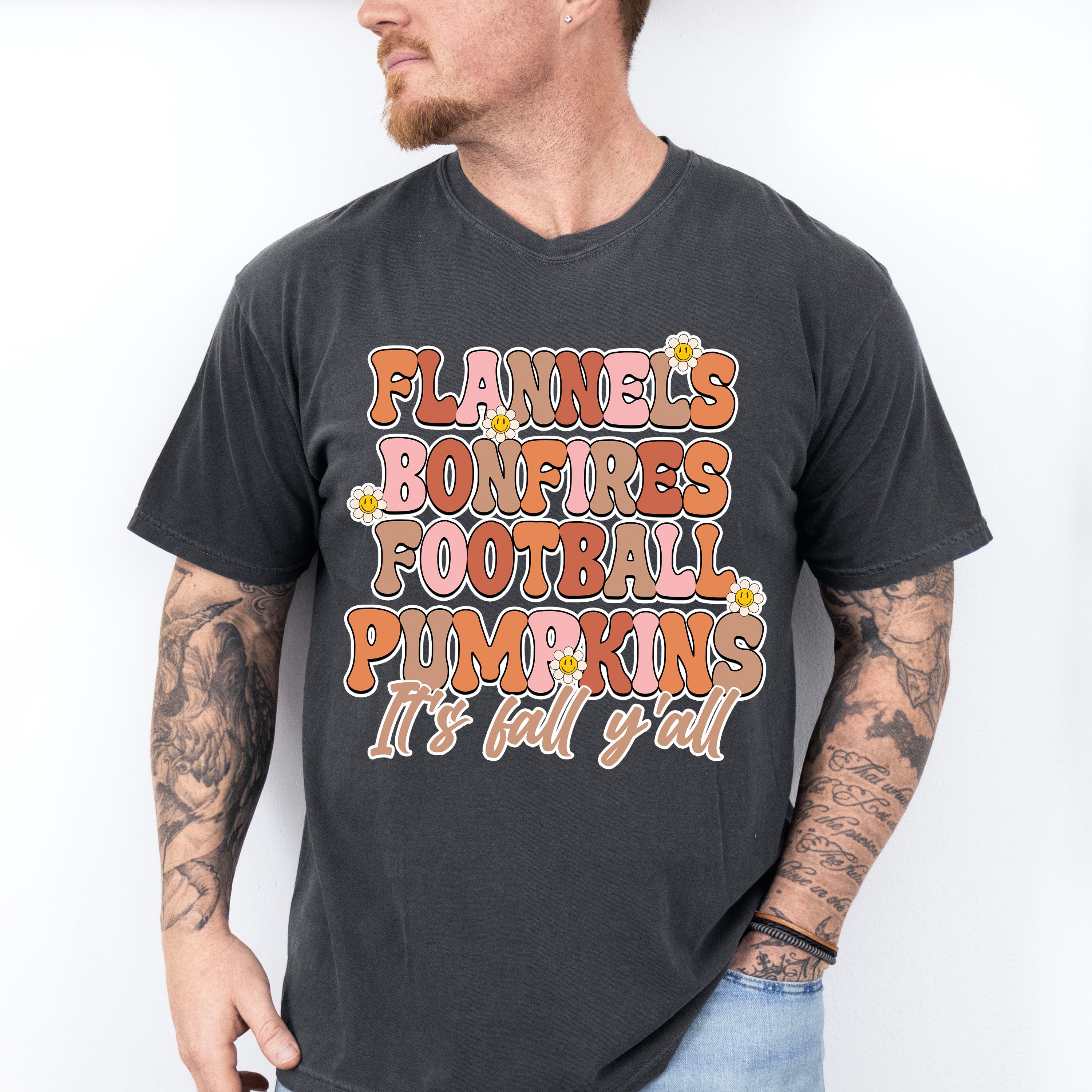Flannels Bonfires Football Pumpkins - Fall Unisex Crewneck T-Shirt Sweatshirt Hoodie