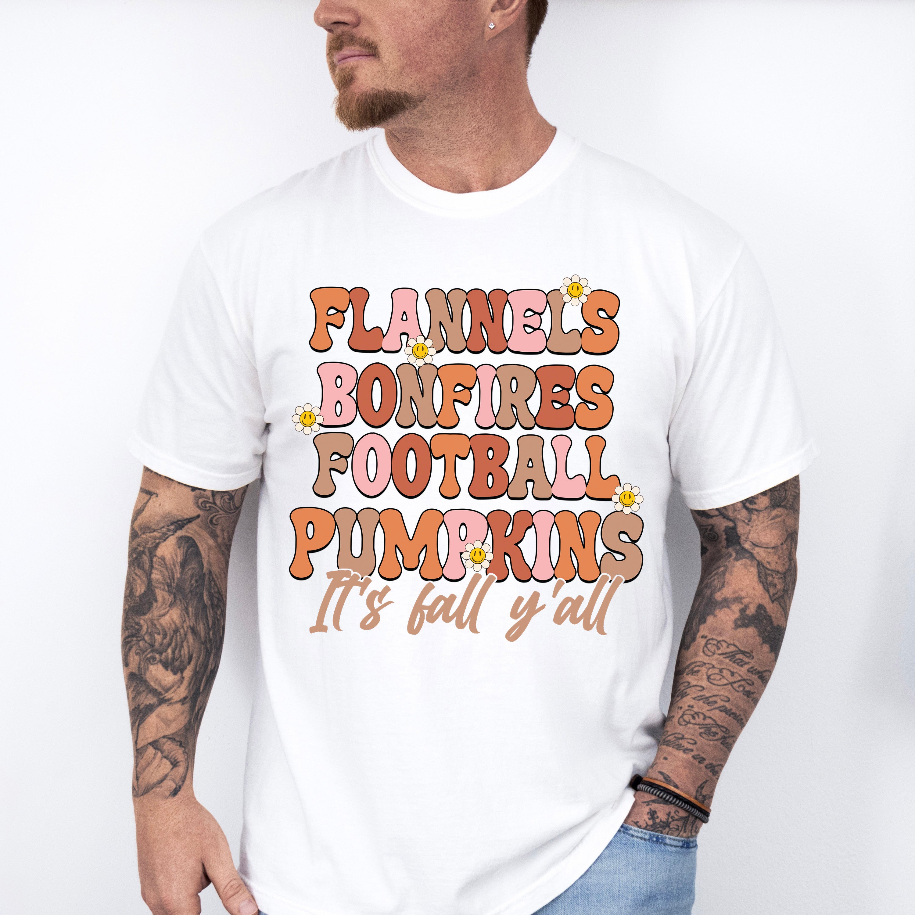 Flannels Bonfires Football Pumpkins - Fall Unisex Crewneck T-Shirt Sweatshirt Hoodie