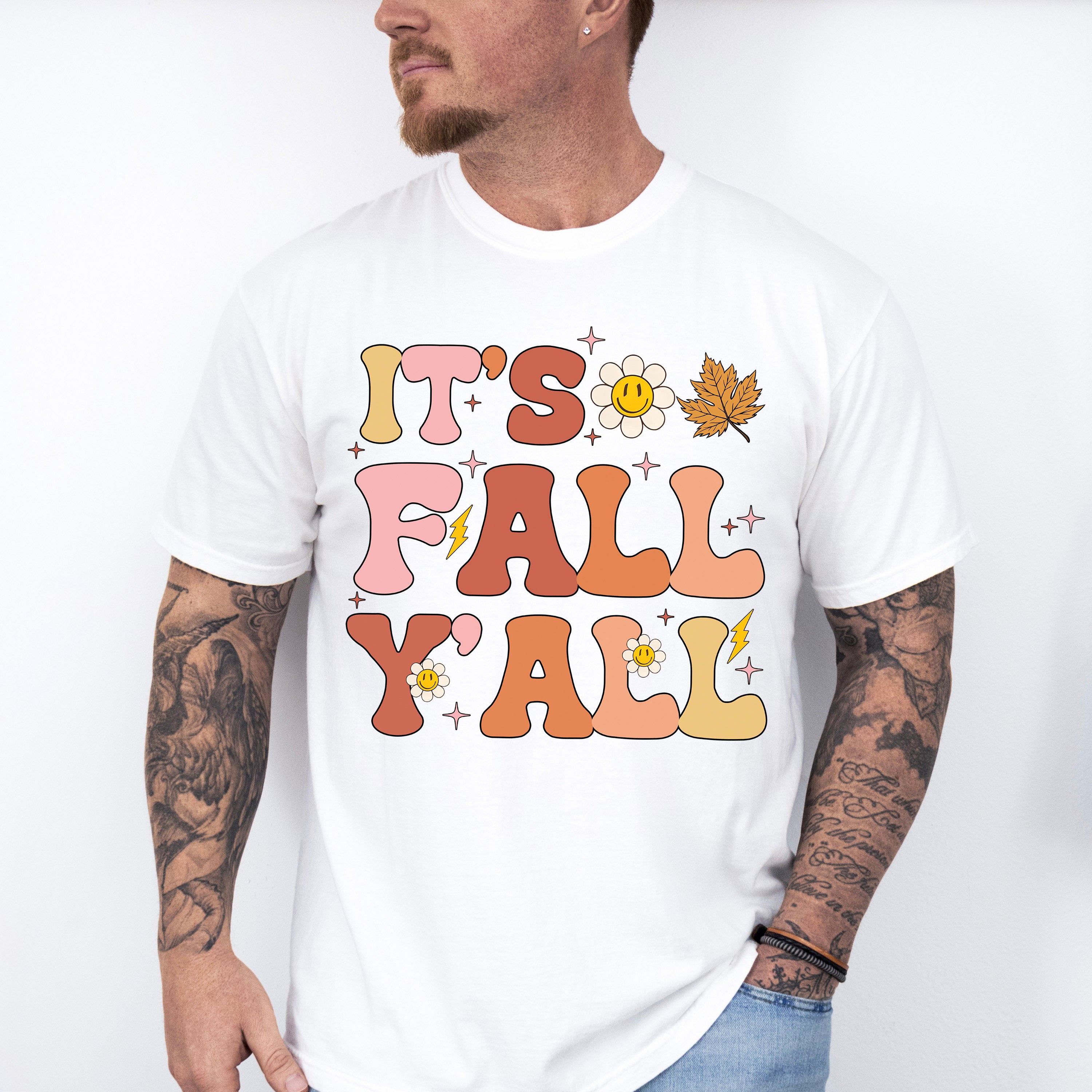 It's Fall Yall Daisy And Leaf - Fall Unisex Crewneck T-Shirt Sweatshirt Hoodie