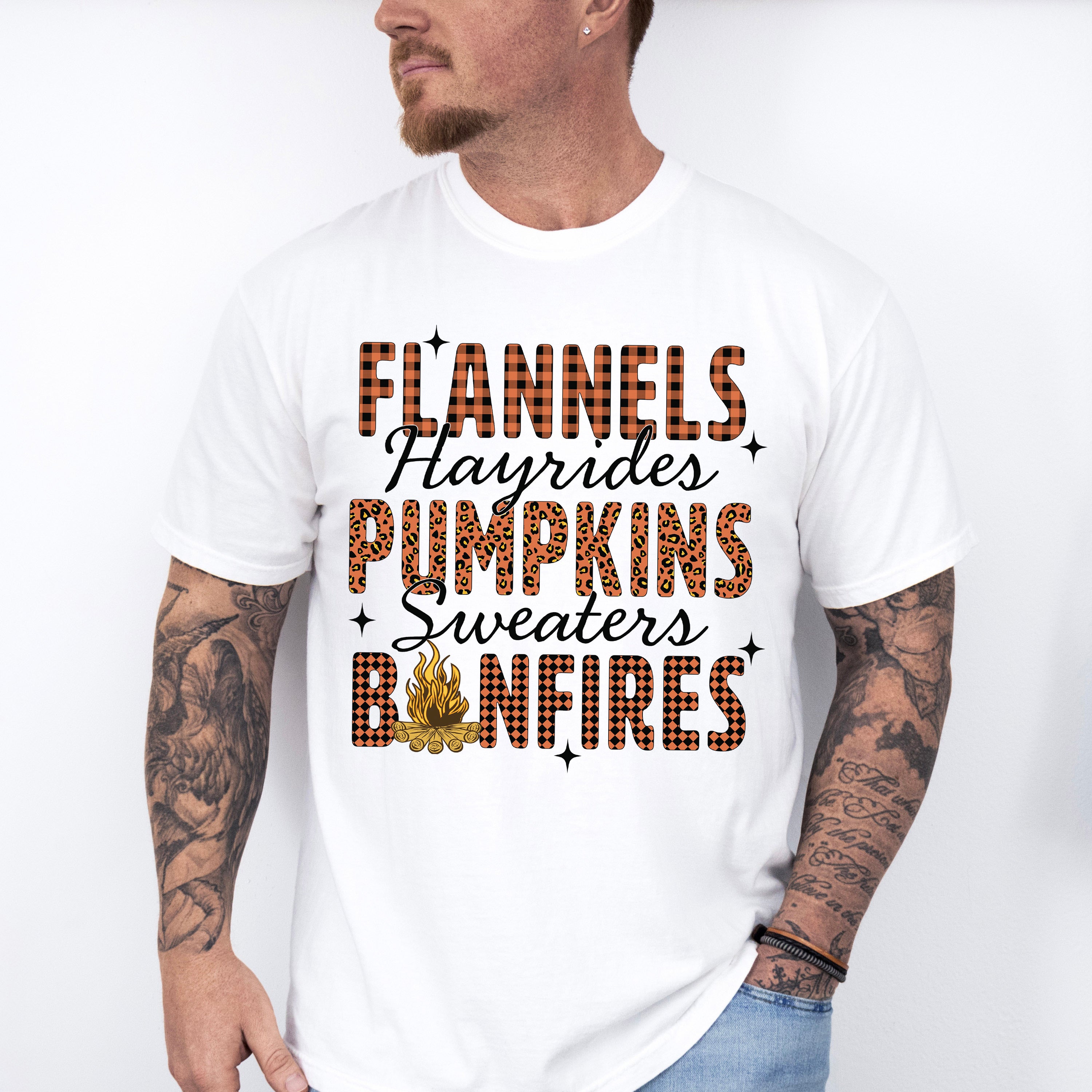 Flannels Pumpkins Bonfires - Fall Unisex Crewneck T-Shirt Sweatshirt Hoodie