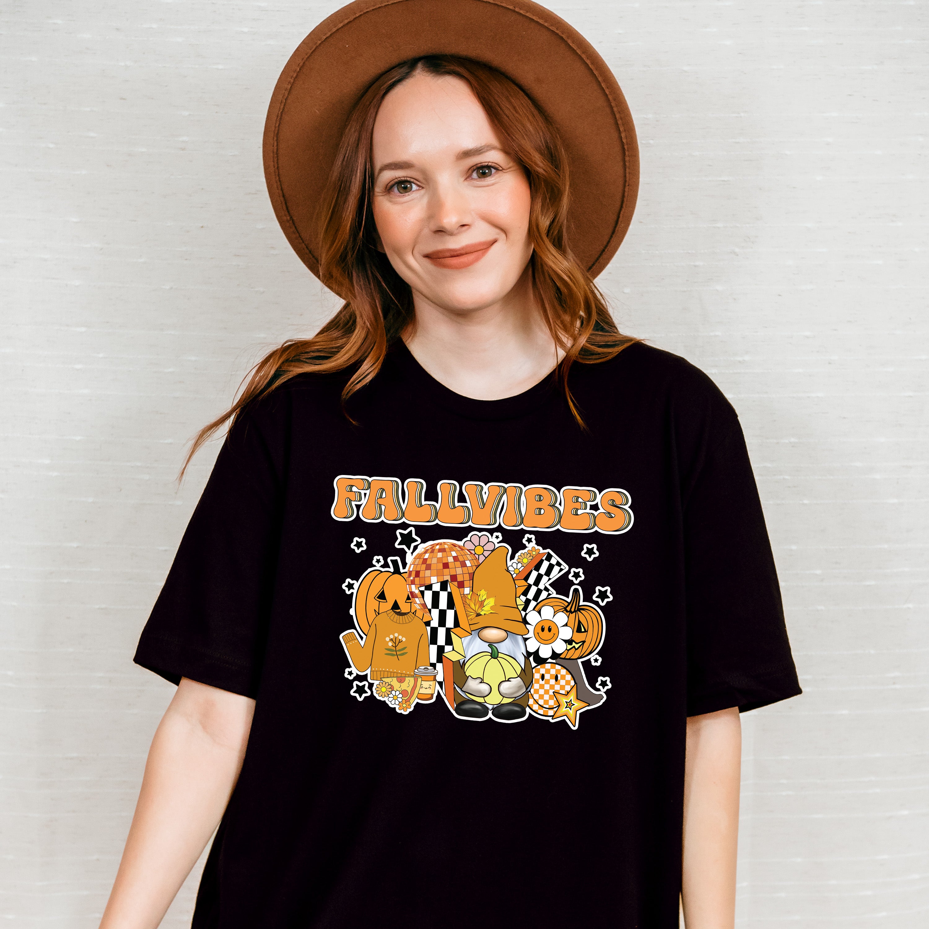 Fall Vibes Gnomes Pumpkins Stars - Fall Unisex Crewneck T-Shirt Sweatshirt Hoodie