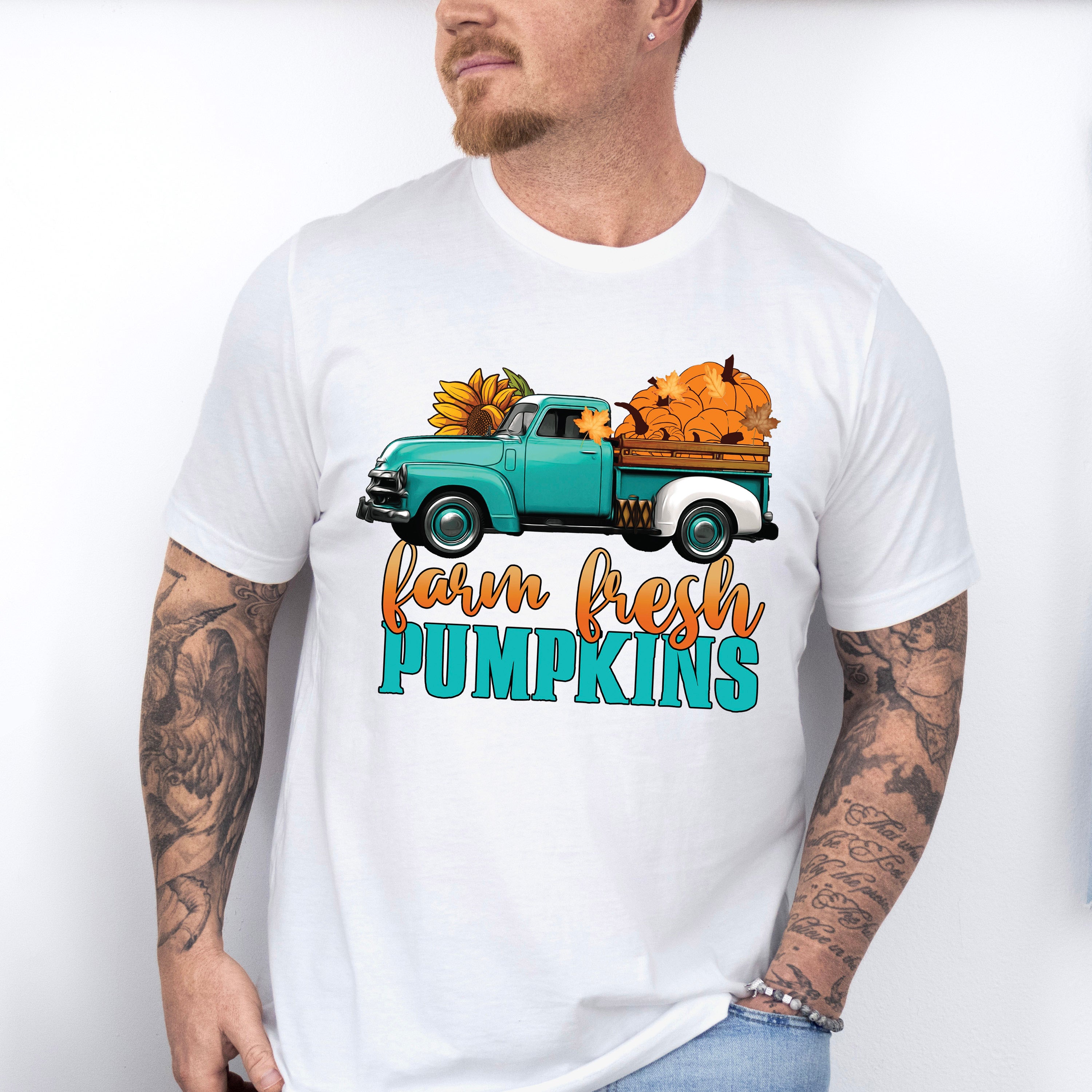 Farm Fresh Pumpkins Truck - Fall Unisex Crewneck T-Shirt Sweatshirt Hoodie