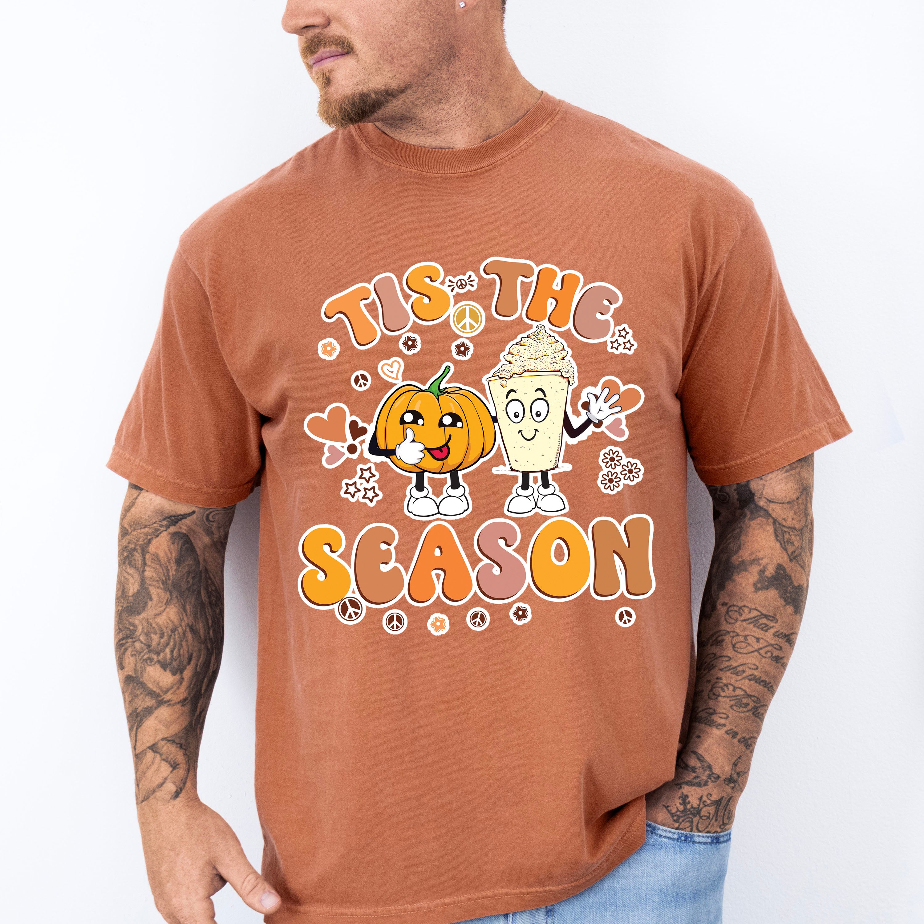 Tis The Season Pumpkin And Drink - Fall Unisex Crewneck T-Shirt Sweatshirt Hoodie