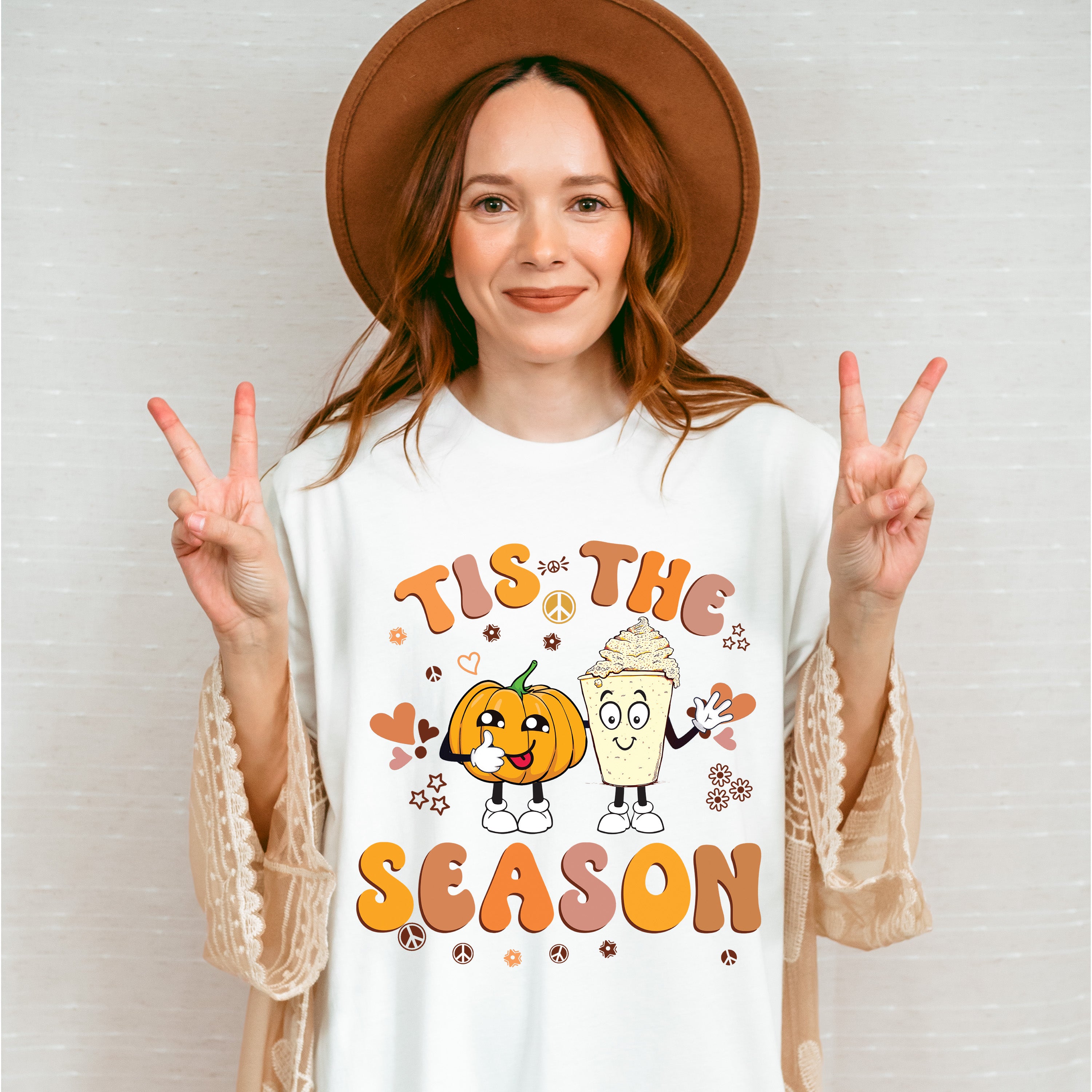 Tis The Season Pumpkin And Drink - Fall Unisex Crewneck T-Shirt Sweatshirt Hoodie