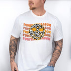 Pumpkin Season Leopard Print Smiley - Fall Unisex Crewneck T-Shirt Sweatshirt Hoodie
