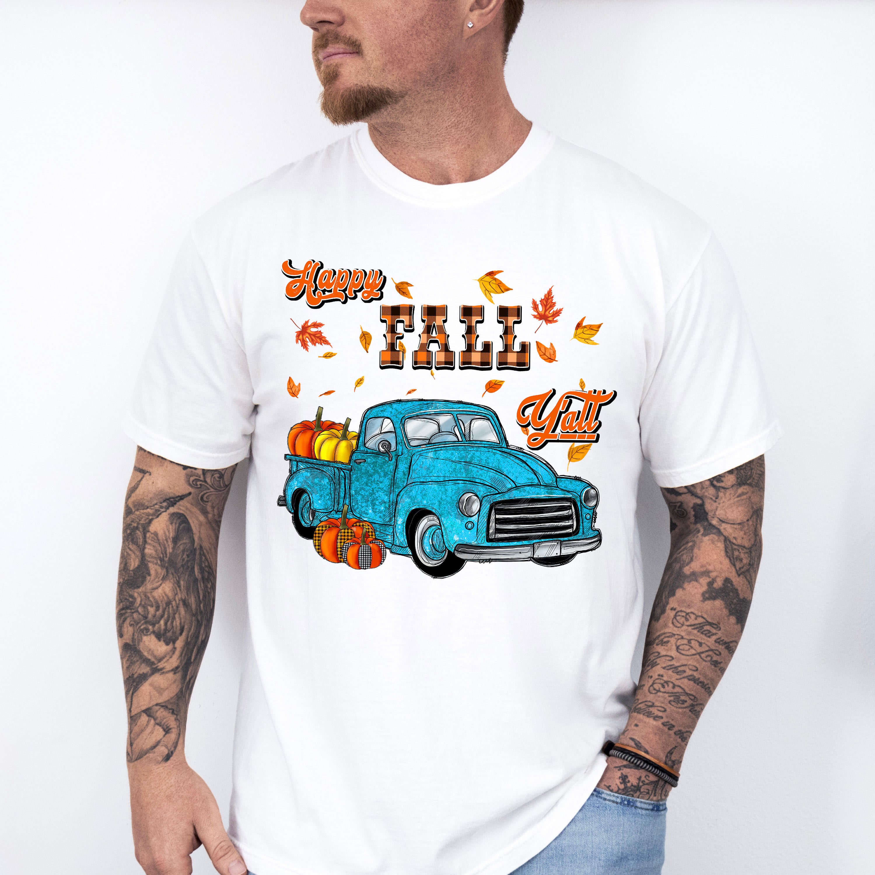Happy Fall Y'all Truck - Fall Unisex Crewneck T-Shirt Sweatshirt Hoodie