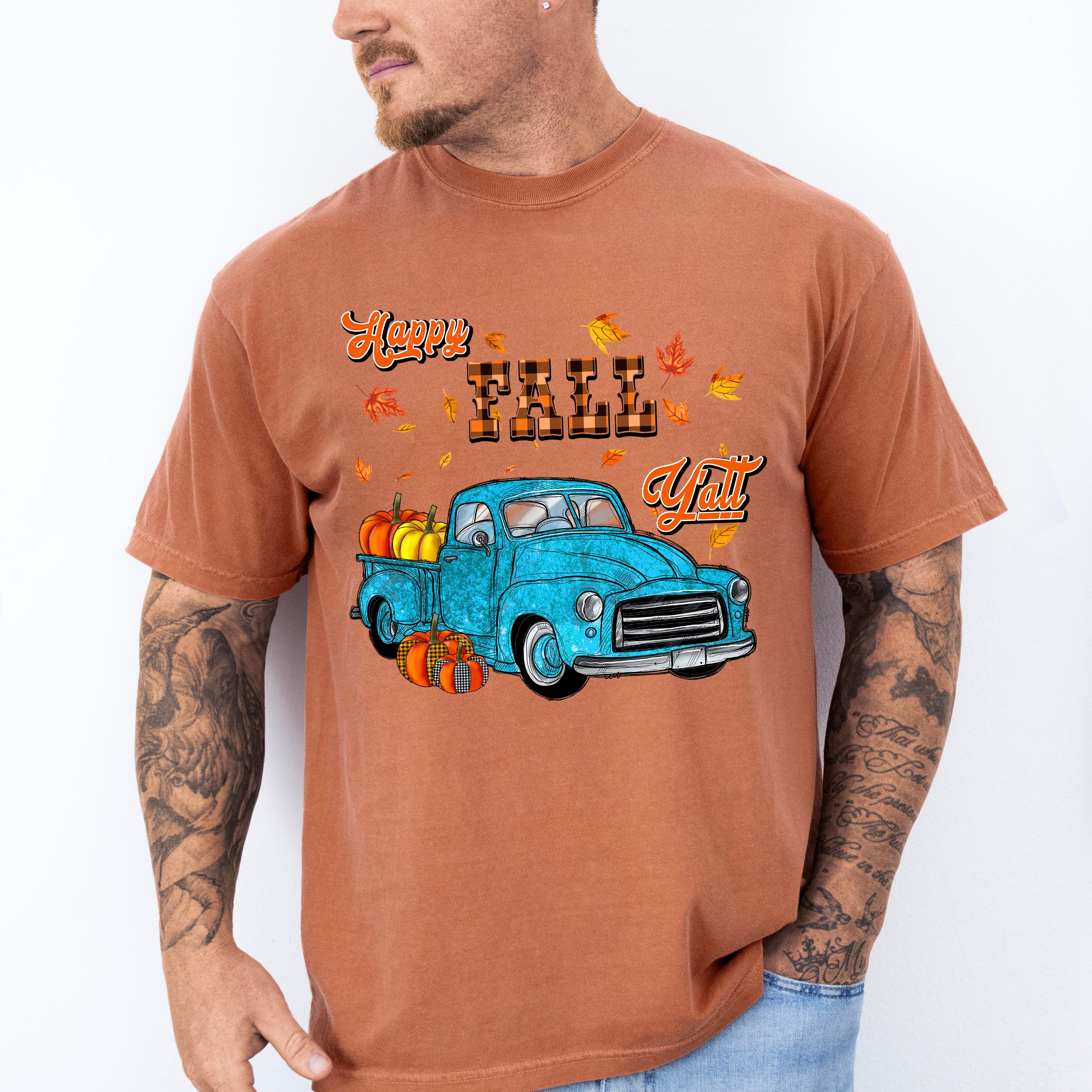 Happy Fall Y'all Truck - Fall Unisex Crewneck T-Shirt Sweatshirt Hoodie