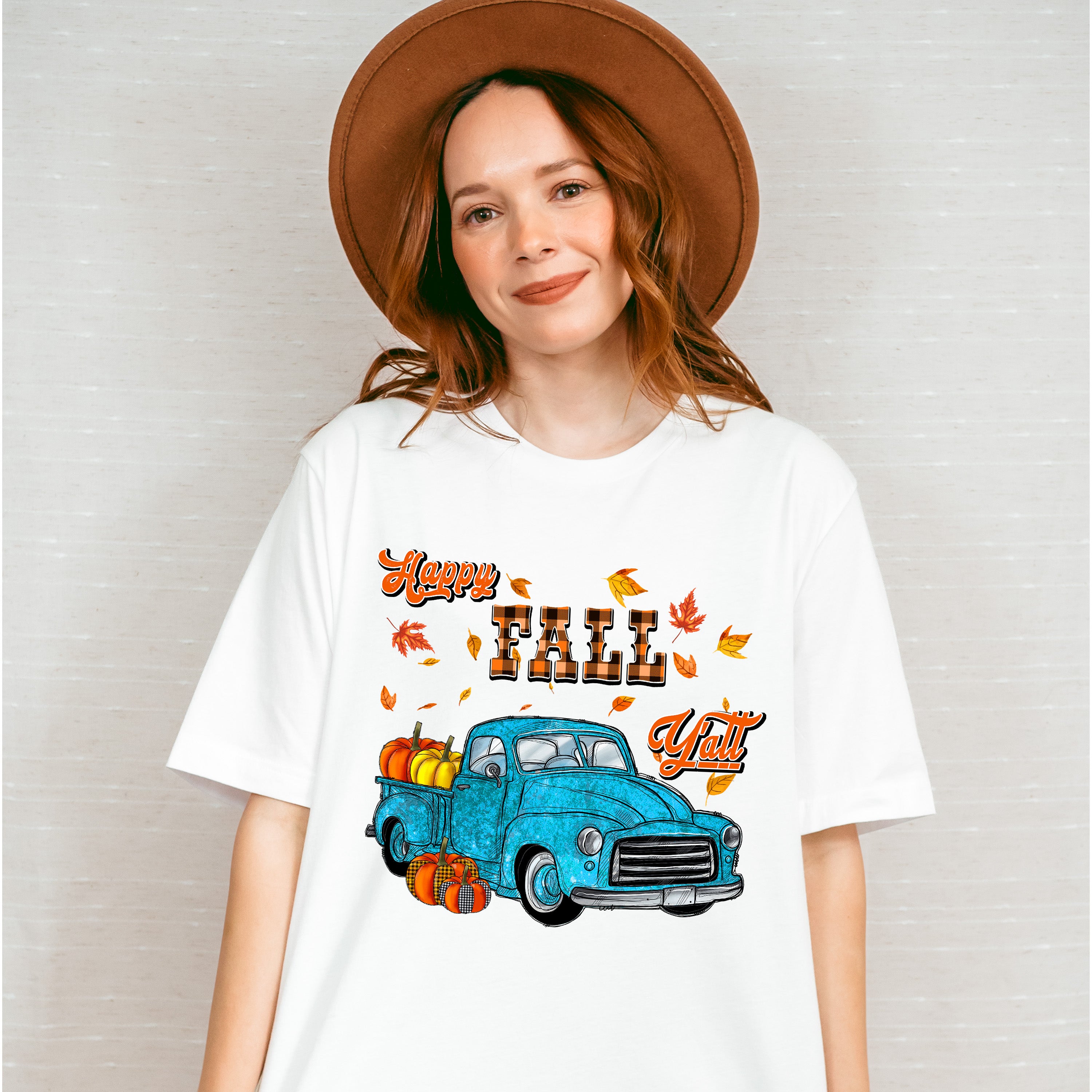 Happy Fall Y'all Truck - Fall Unisex Crewneck T-Shirt Sweatshirt Hoodie