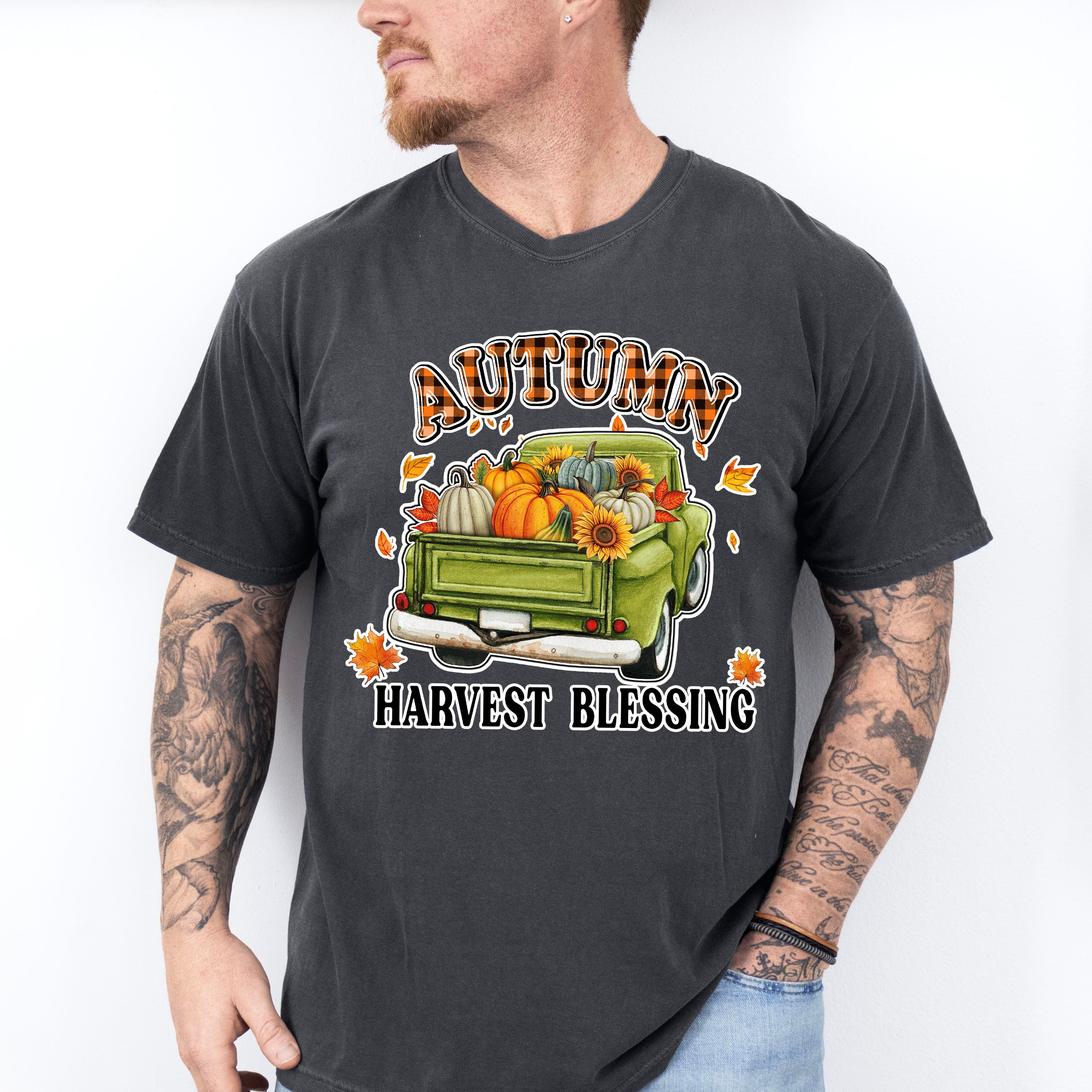 Autumn Harvest Blessing Green Truck - Fall Unisex Crewneck T-Shirt Sweatshirt Hoodie