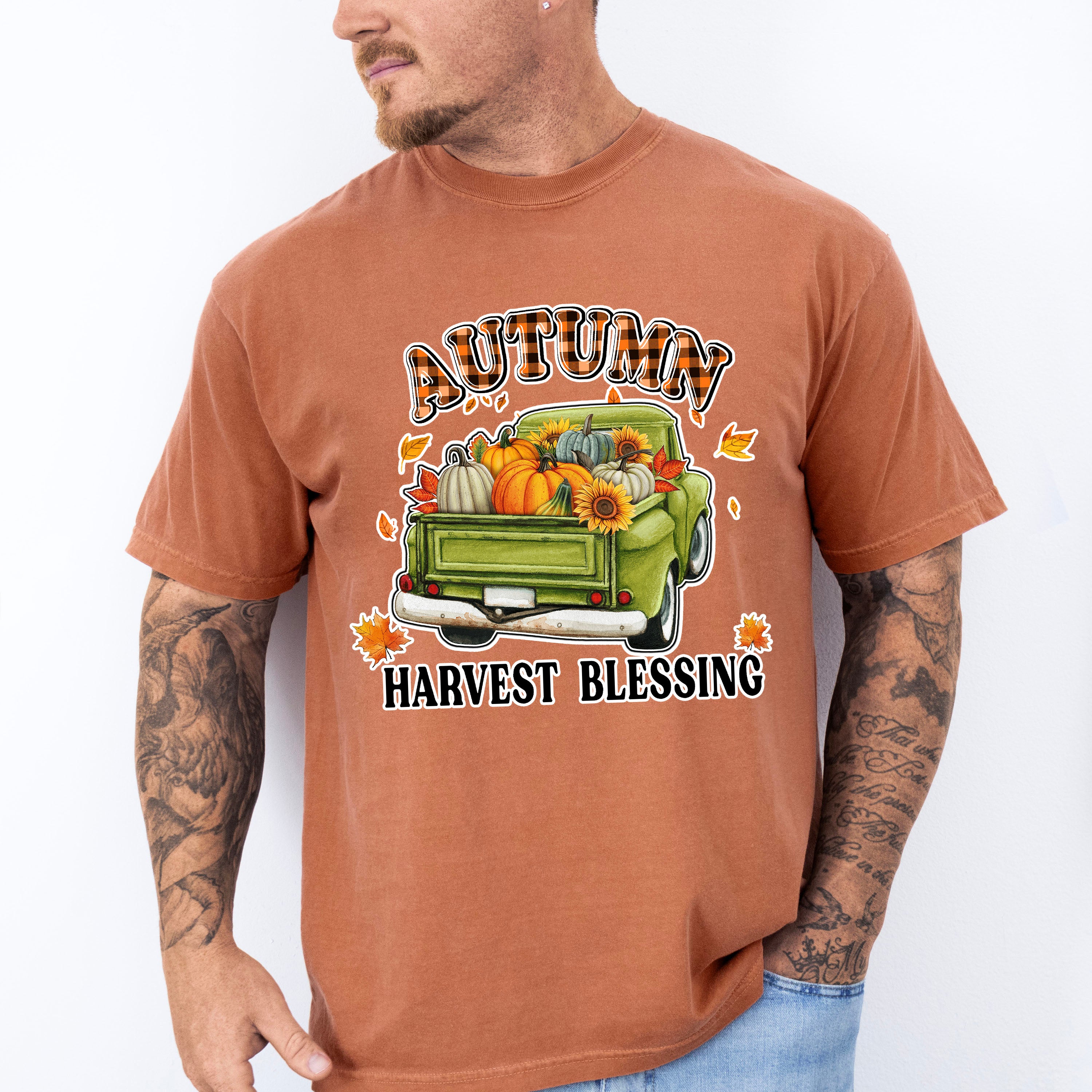 Autumn Harvest Blessing Green Truck - Fall Unisex Crewneck T-Shirt Sweatshirt Hoodie