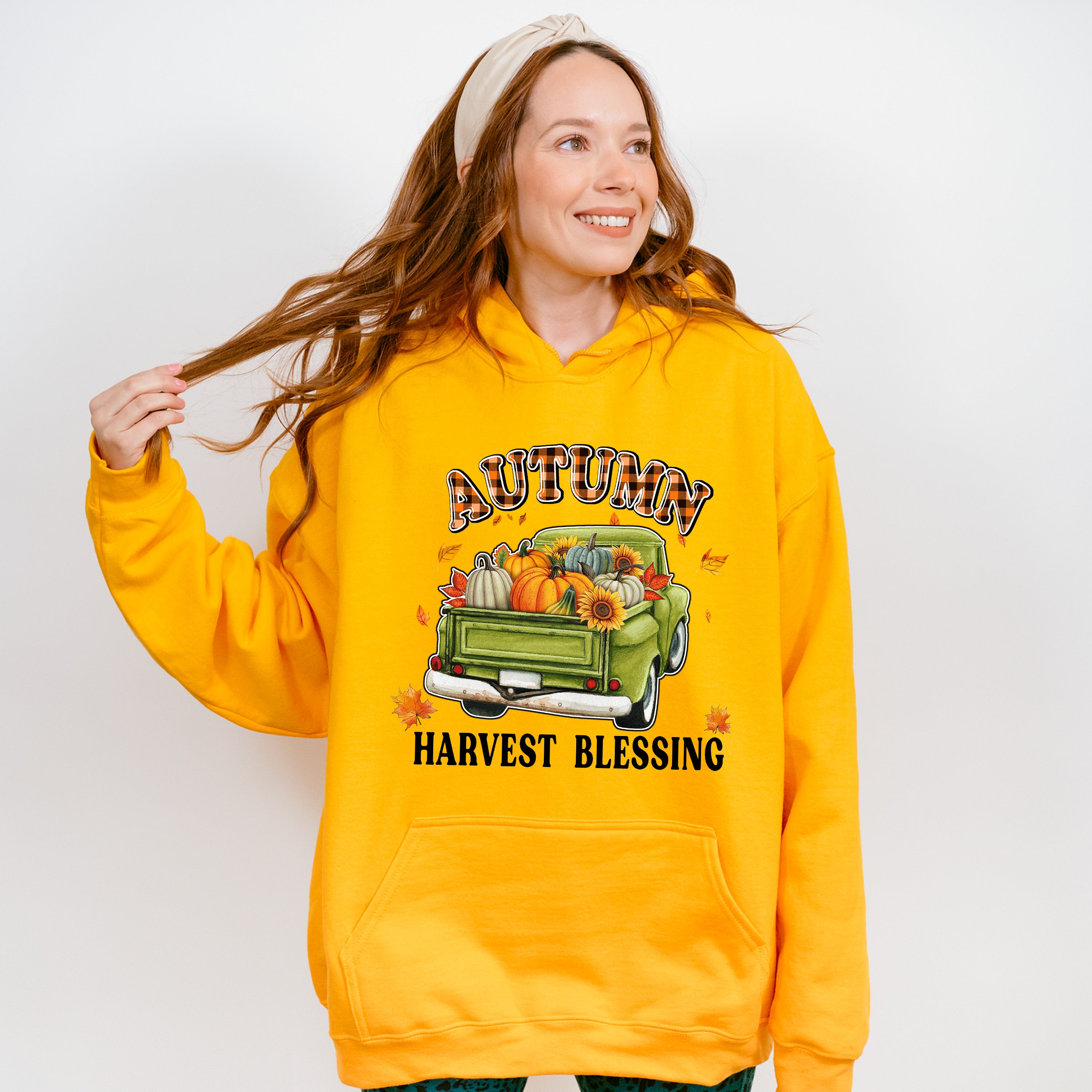 Autumn Harvest Blessing Green Truck - Fall Unisex Crewneck T-Shirt Sweatshirt Hoodie
