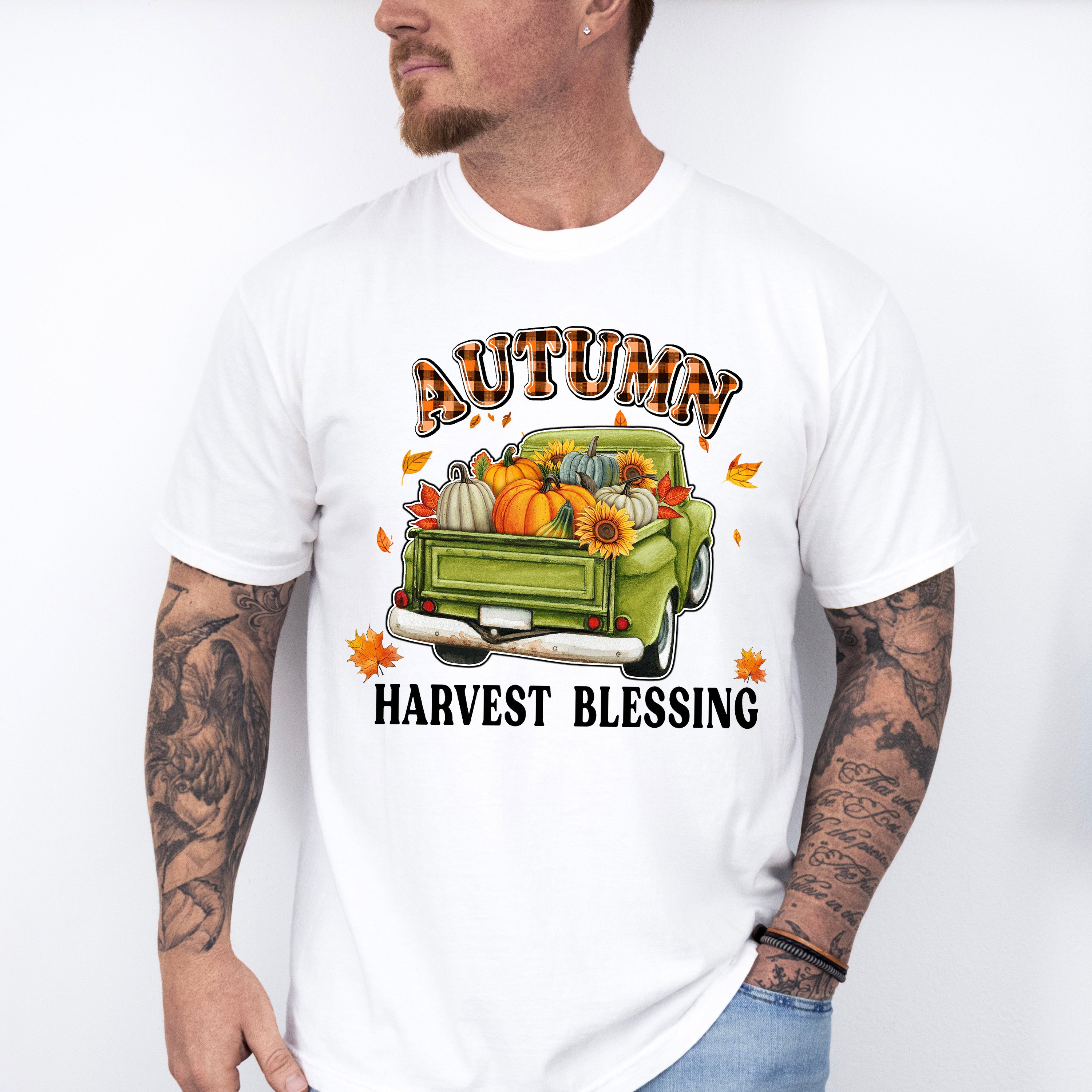 Autumn Harvest Blessing Green Truck - Fall Unisex Crewneck T-Shirt Sweatshirt Hoodie