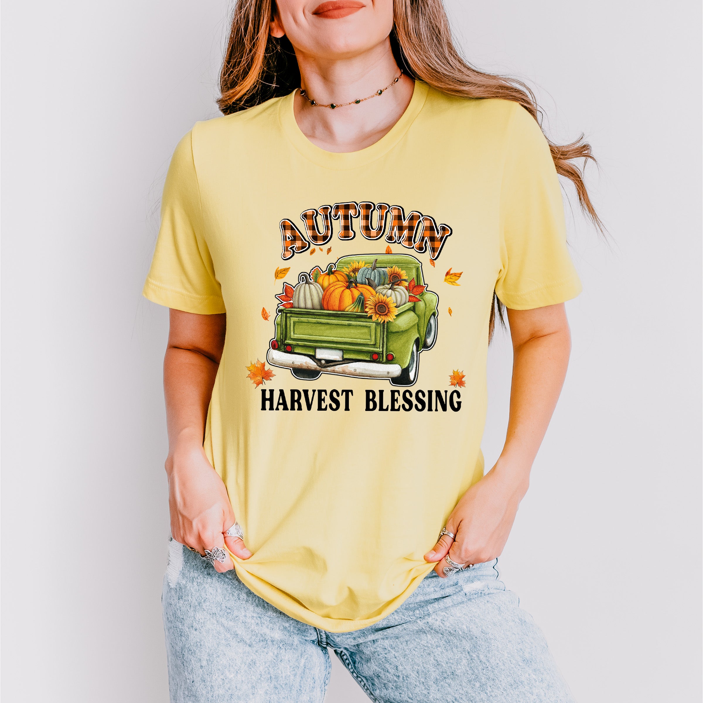 Autumn Harvest Blessing Green Truck - Fall Unisex Crewneck T-Shirt Sweatshirt Hoodie
