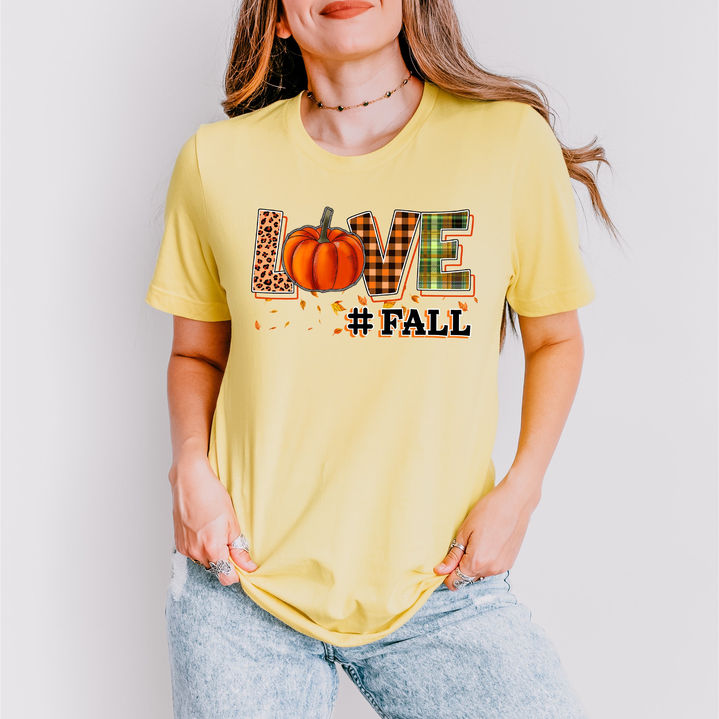 Love Fall Pumpkin Design - Fall Unisex Crewneck T-Shirt Sweatshirt Hoodie